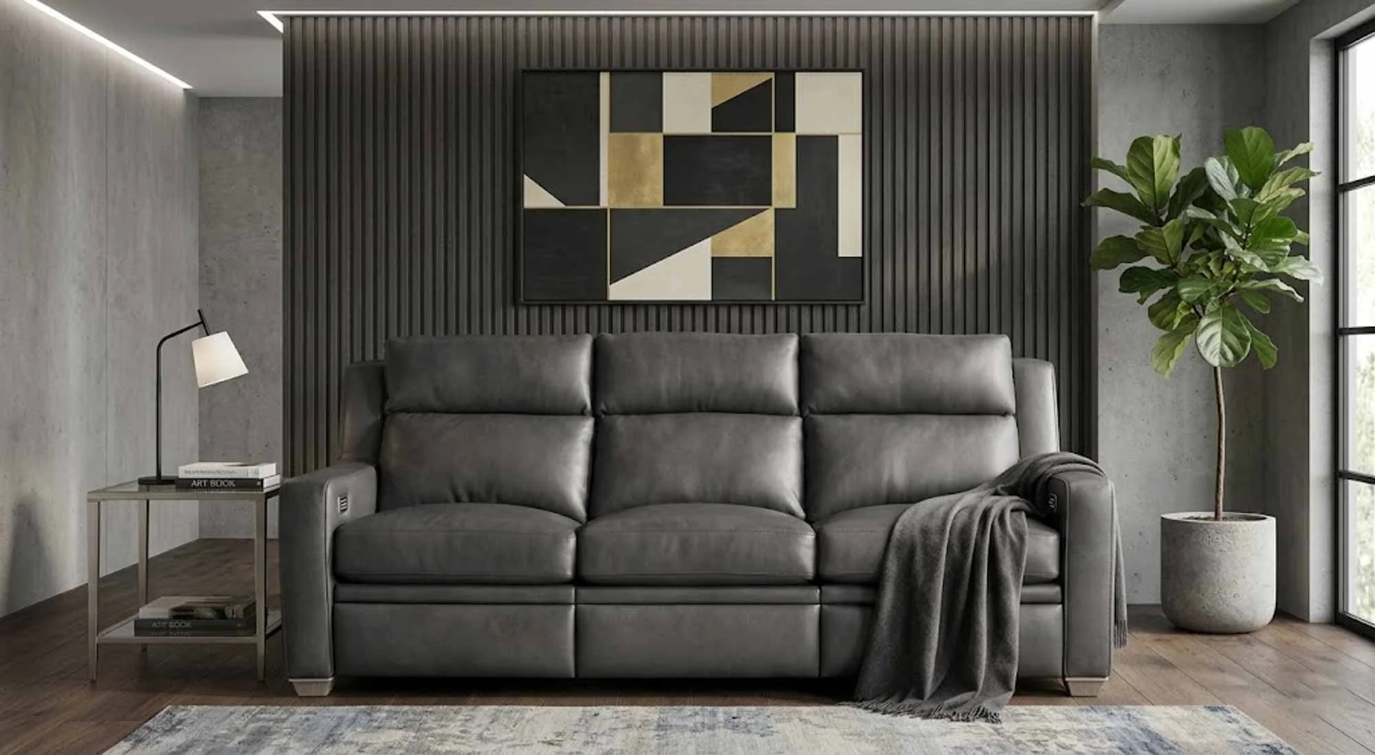 Raymond Leather Power Reclining Sofa With Articulating Headrest - Image 12