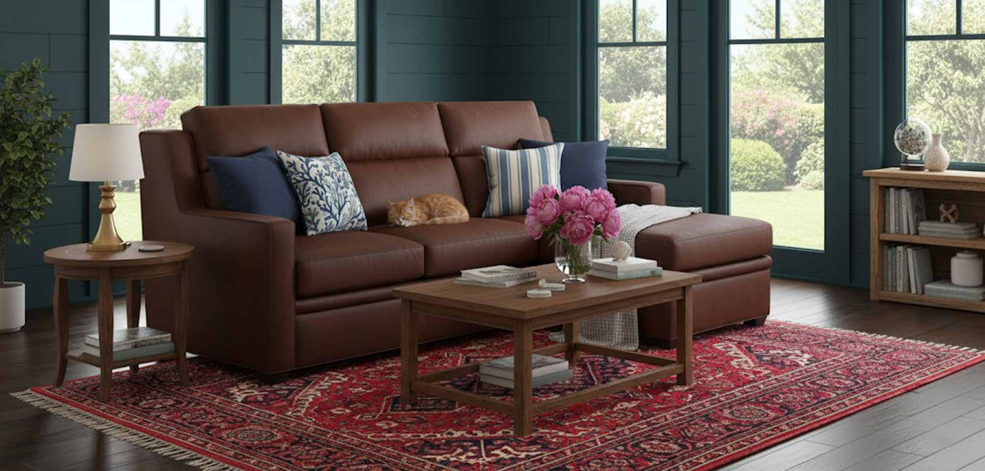 Raymond Leather Power Reclining Sofa With Articulating Headrest With Chaise - Image 6