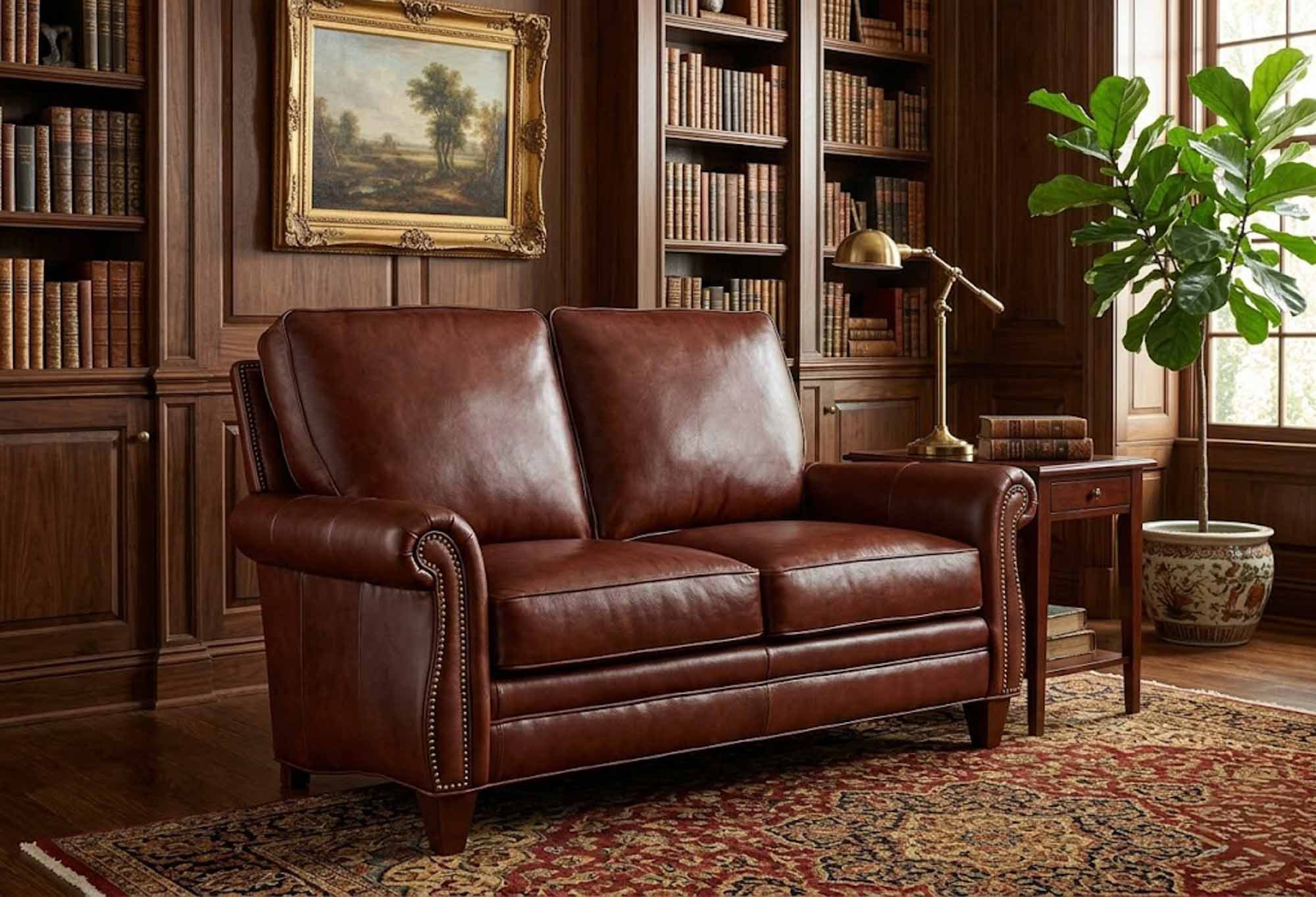 Reddish Leather Loveseat - Image 4