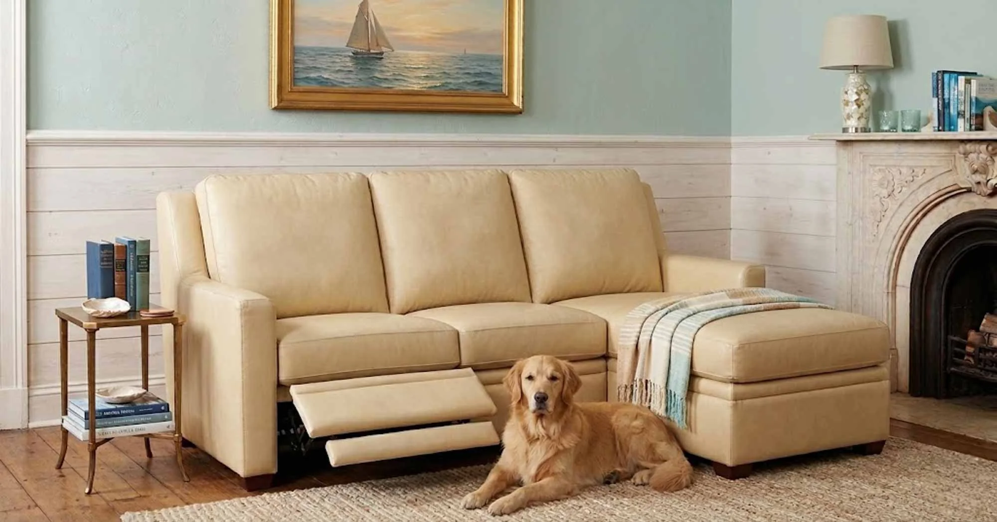 Revelin Leather Power Reclining Sofa With Articulating Headrest With Chaise - Image 11