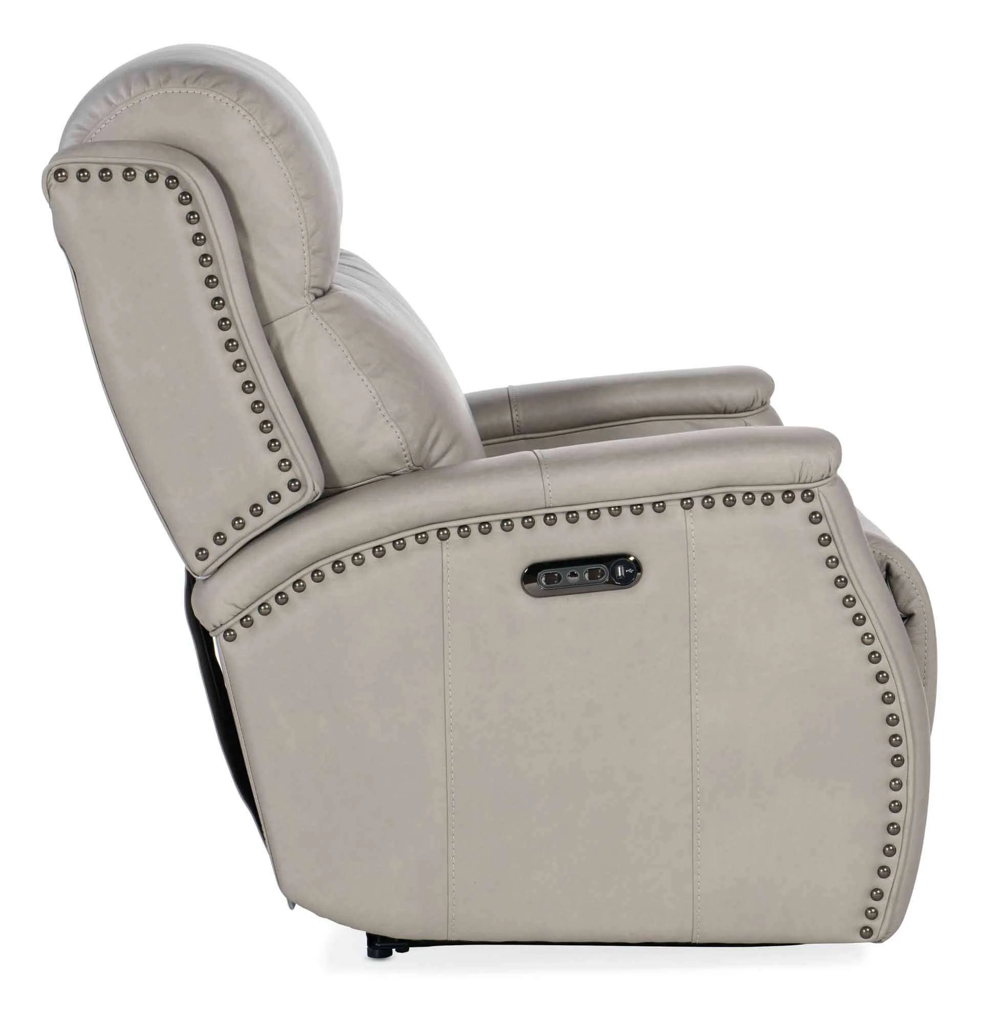 Rhea Leather Zero Gravity Power Recliner With Articulating Headrest In Grey - Image 2