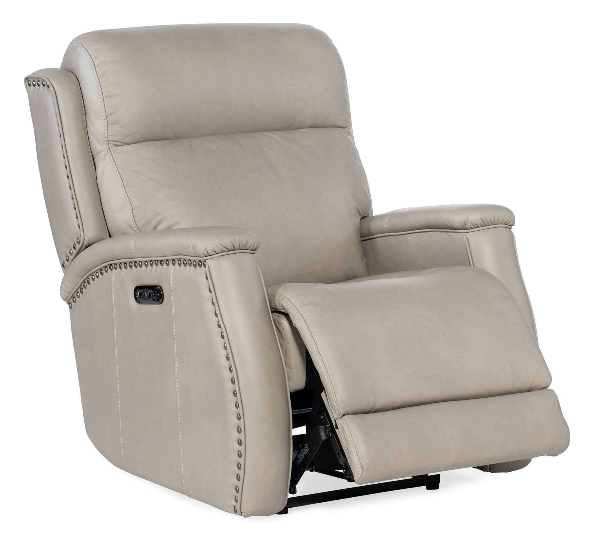 Rhea Leather Zero Gravity Power Recliner With Articulating Headrest In Grey - Image 4