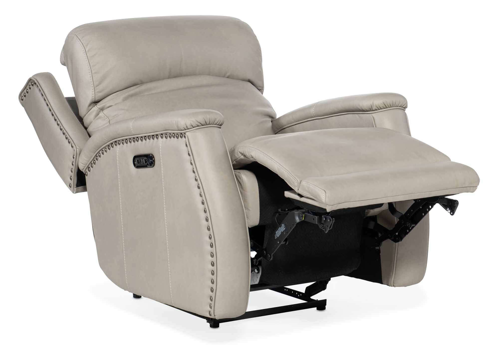 Rhea Leather Zero Gravity Power Recliner With Articulating Headrest In Grey - Image 5
