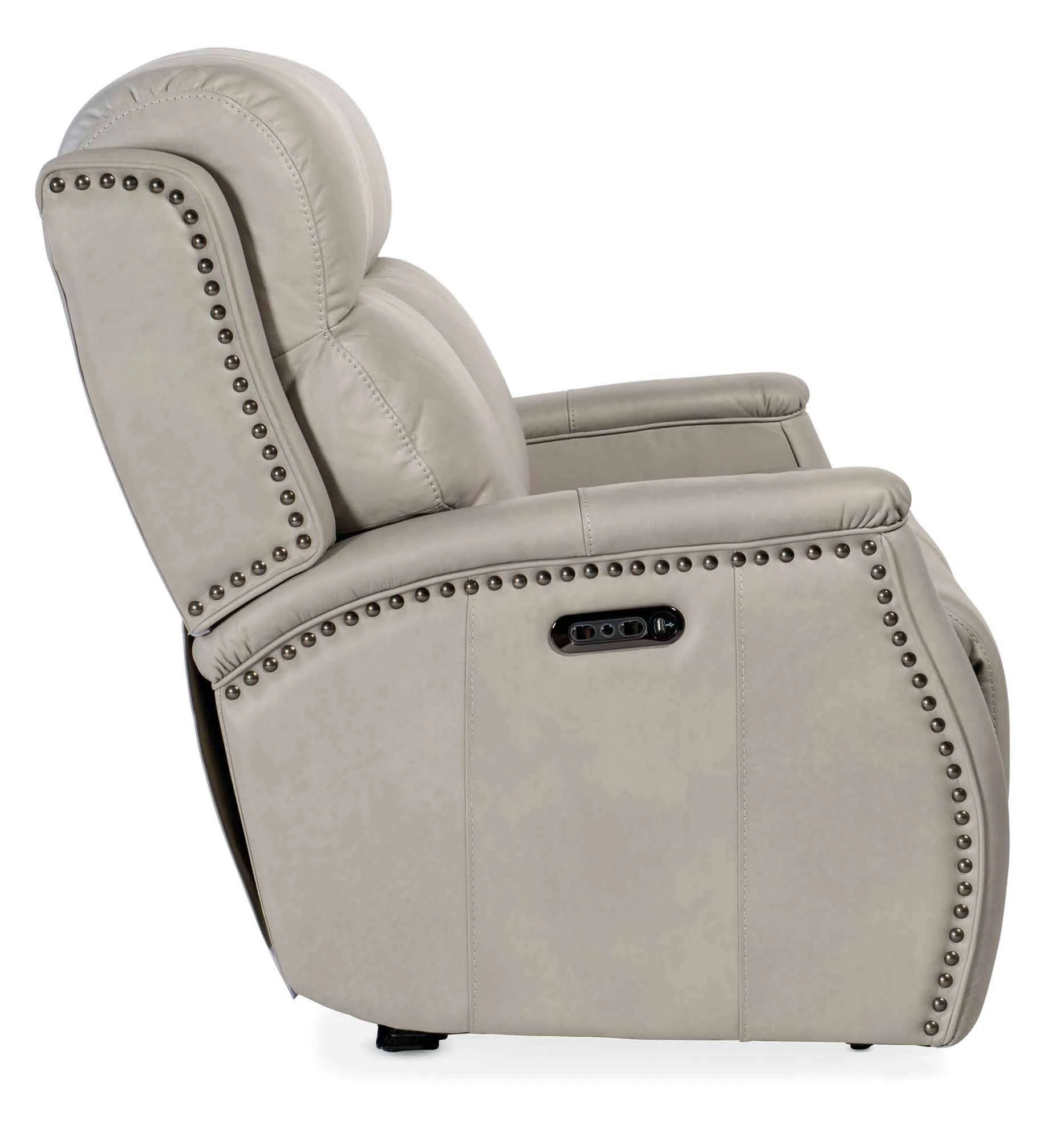 Rhea Leather Zero Gravity Power Reclining Loveseat With Articulating Headrest In Grey - Image 2