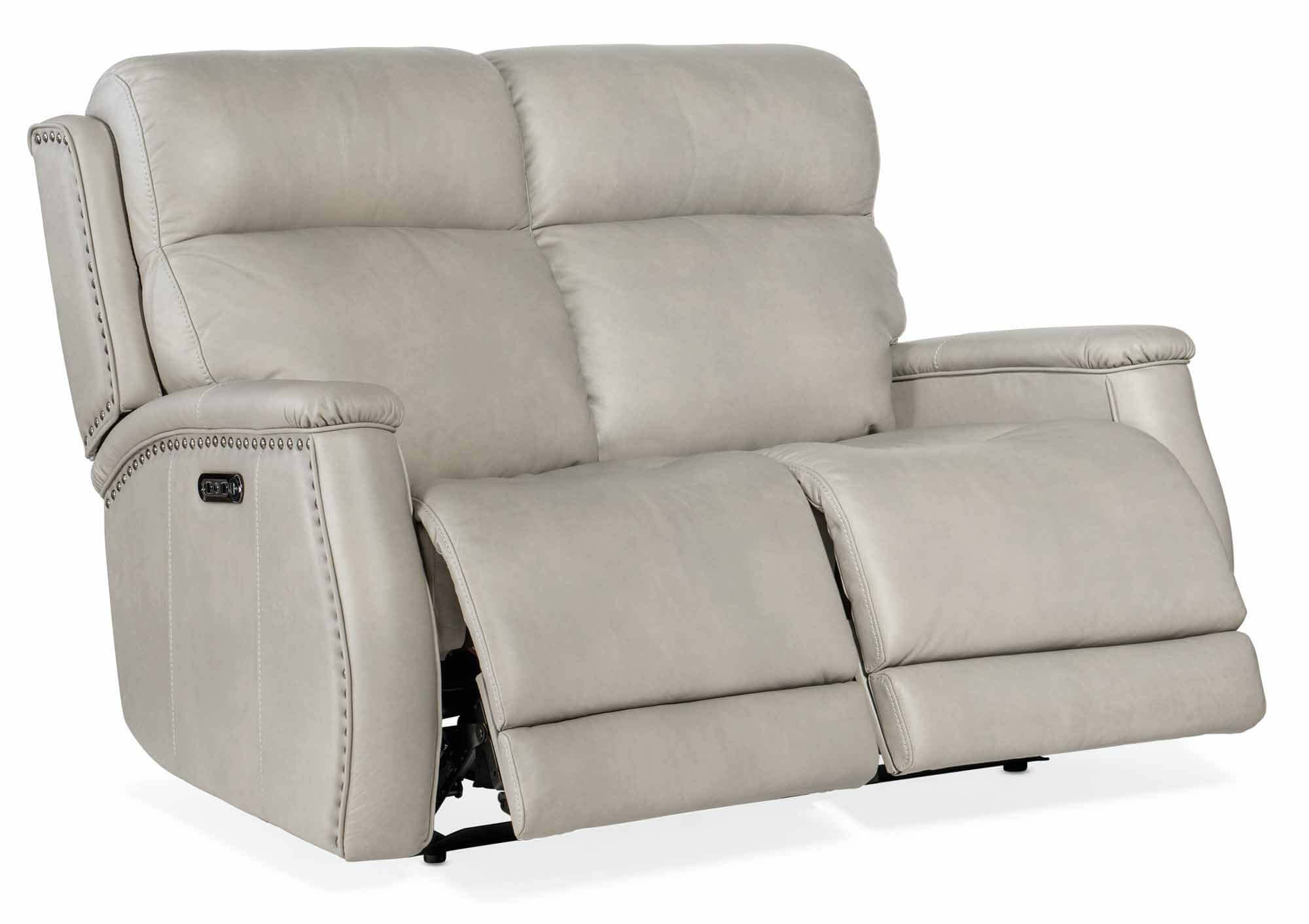 Rhea Leather Zero Gravity Power Reclining Loveseat With Articulating Headrest In Grey - Image 4