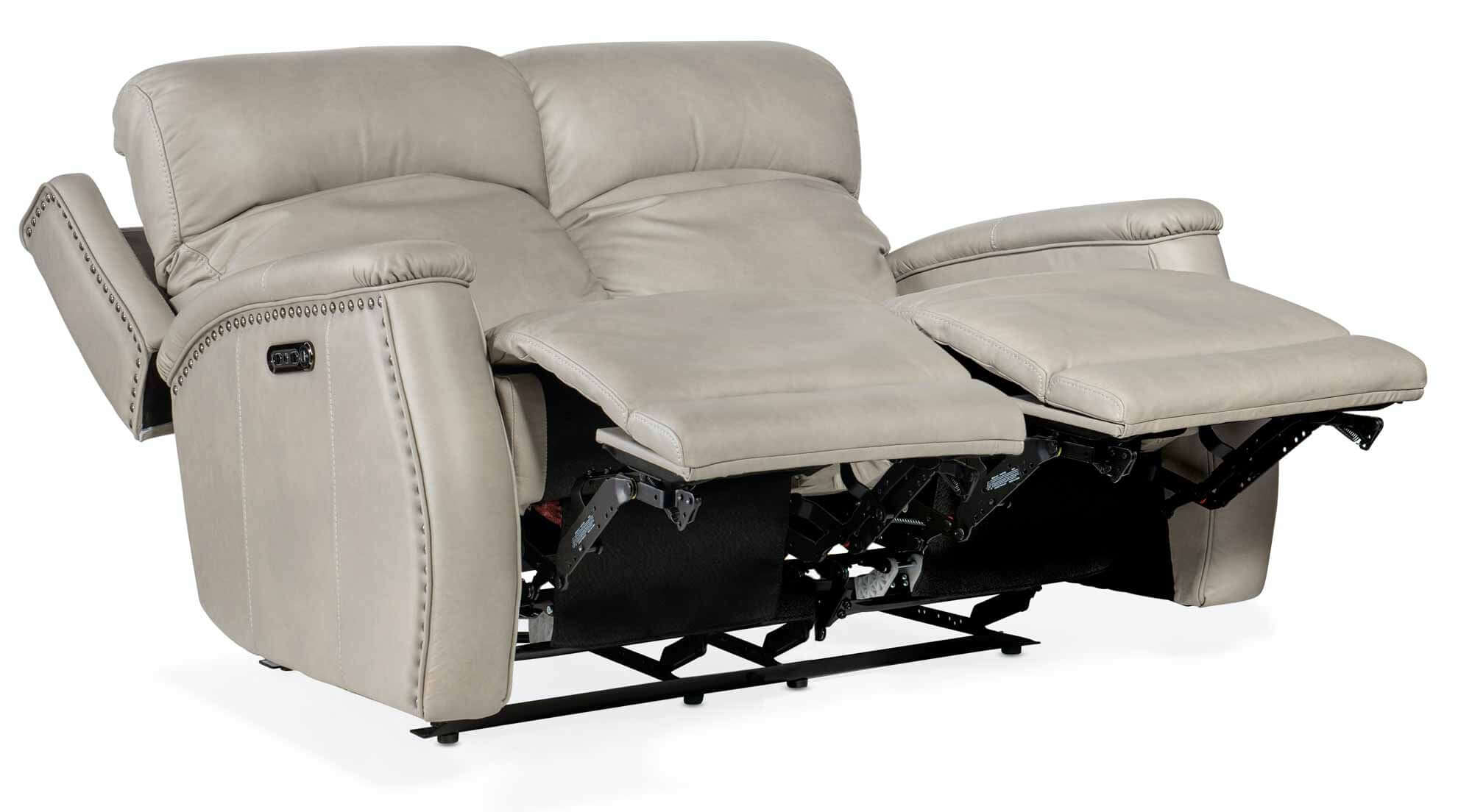 Rhea Leather Zero Gravity Power Reclining Loveseat With Articulating Headrest In Grey - Image 5