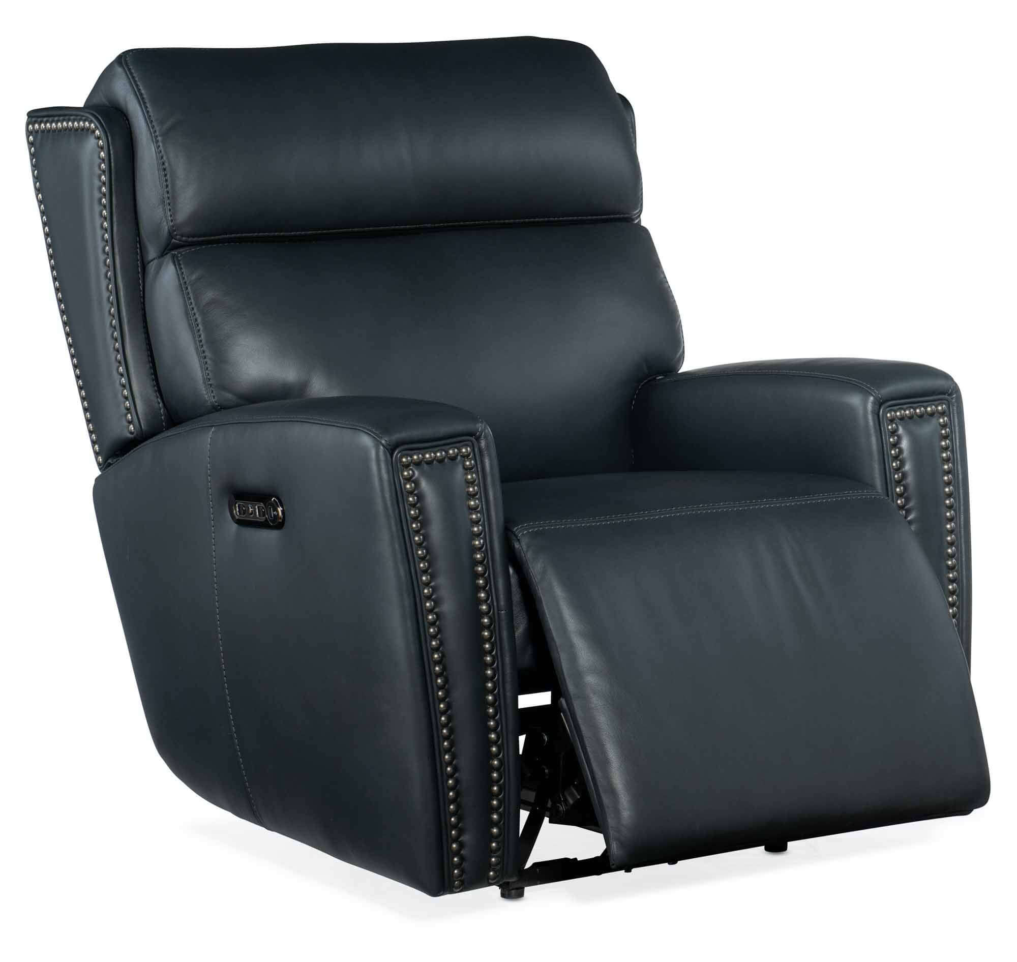 Ruthe Leather Zero Gravity Power Recliner With Articulating Headrest In Blue - Image 4