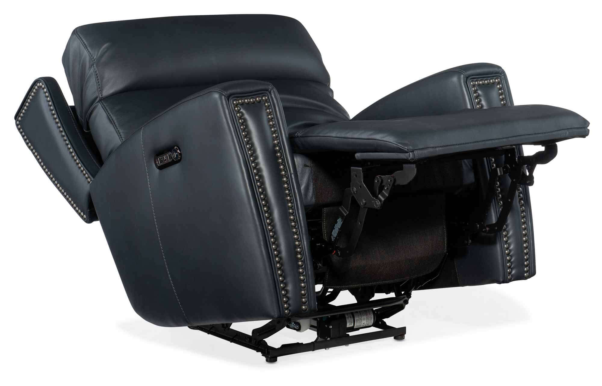 Ruthe Leather Zero Gravity Power Recliner With Articulating Headrest In Blue - Image 5