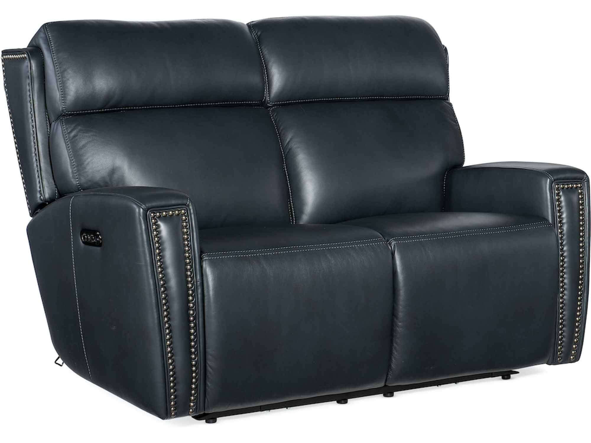 Ruthe Leather Zero Gravity Power Reclining Loveseat With Articulating Headrest In Blue