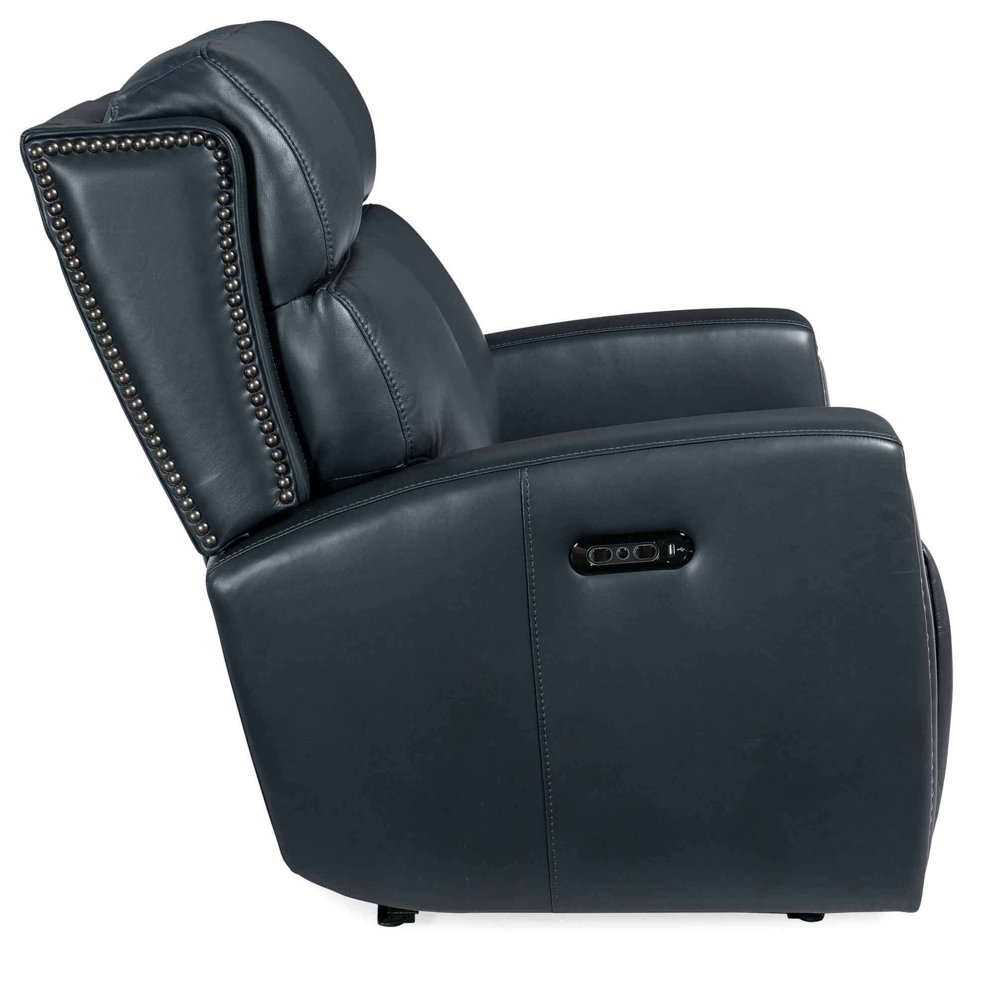 Ruthe Leather Zero Gravity Power Reclining Loveseat With Articulating Headrest In Blue - Image 2