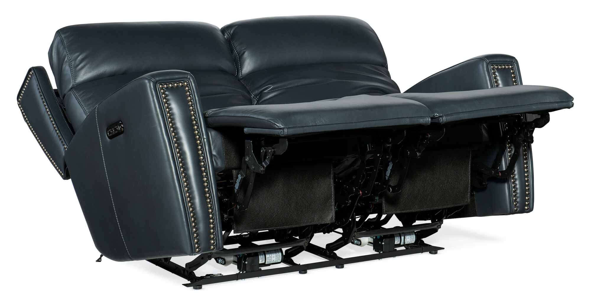Ruthe Leather Zero Gravity Power Reclining Loveseat With Articulating Headrest In Blue - Image 5
