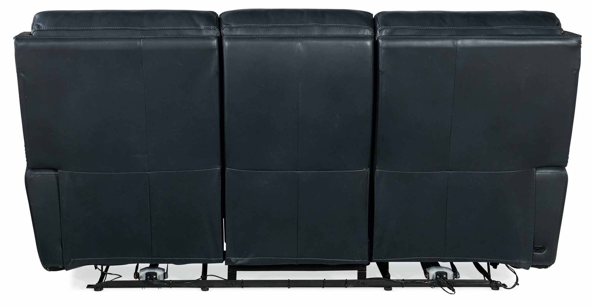 Ruthe Leather Zero Gravity Power Reclining Sofa With Articulating Headrest In Blue - Image 3