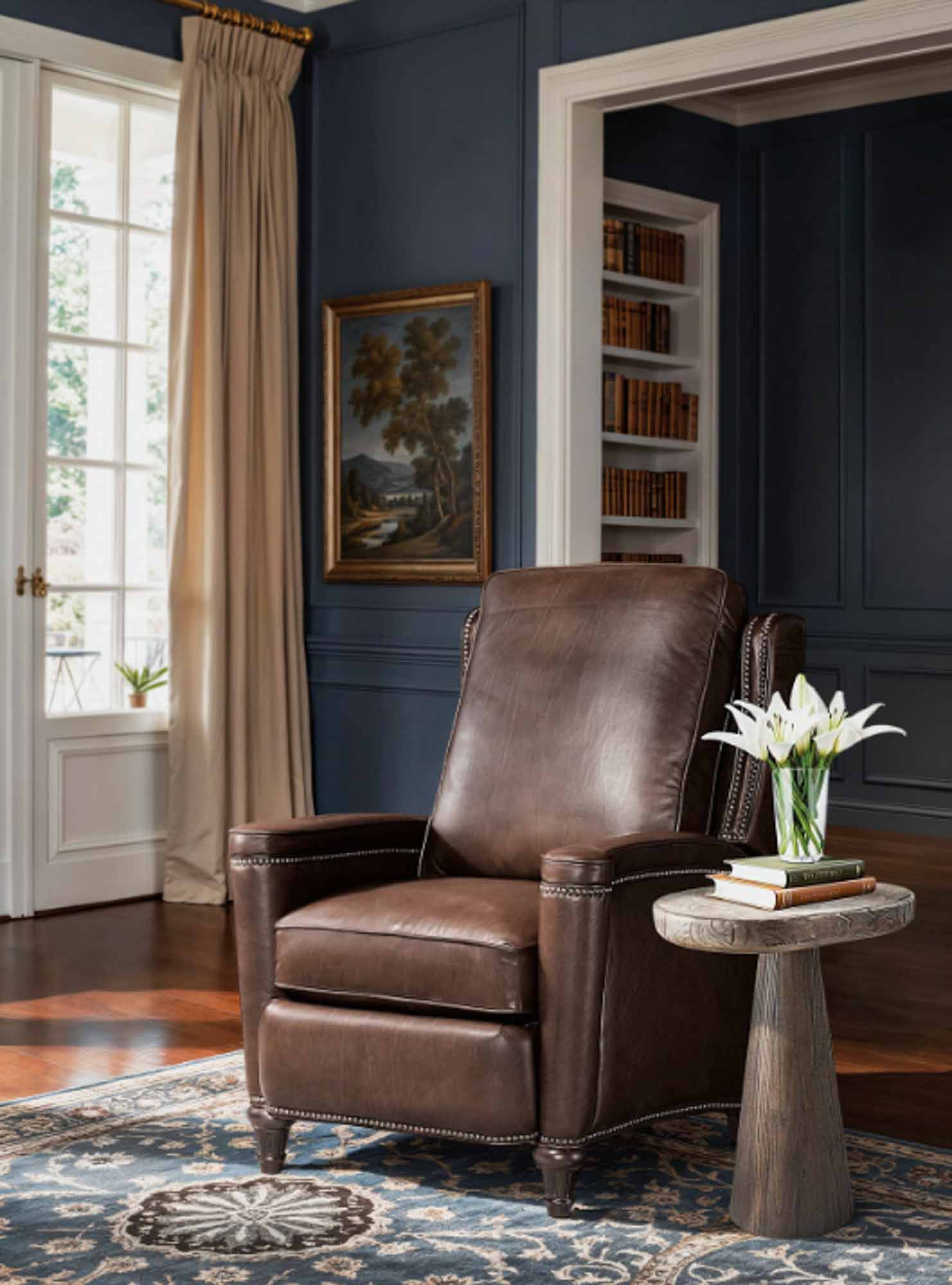 Rylea Leather Recliner In Dark Brown - Image 6