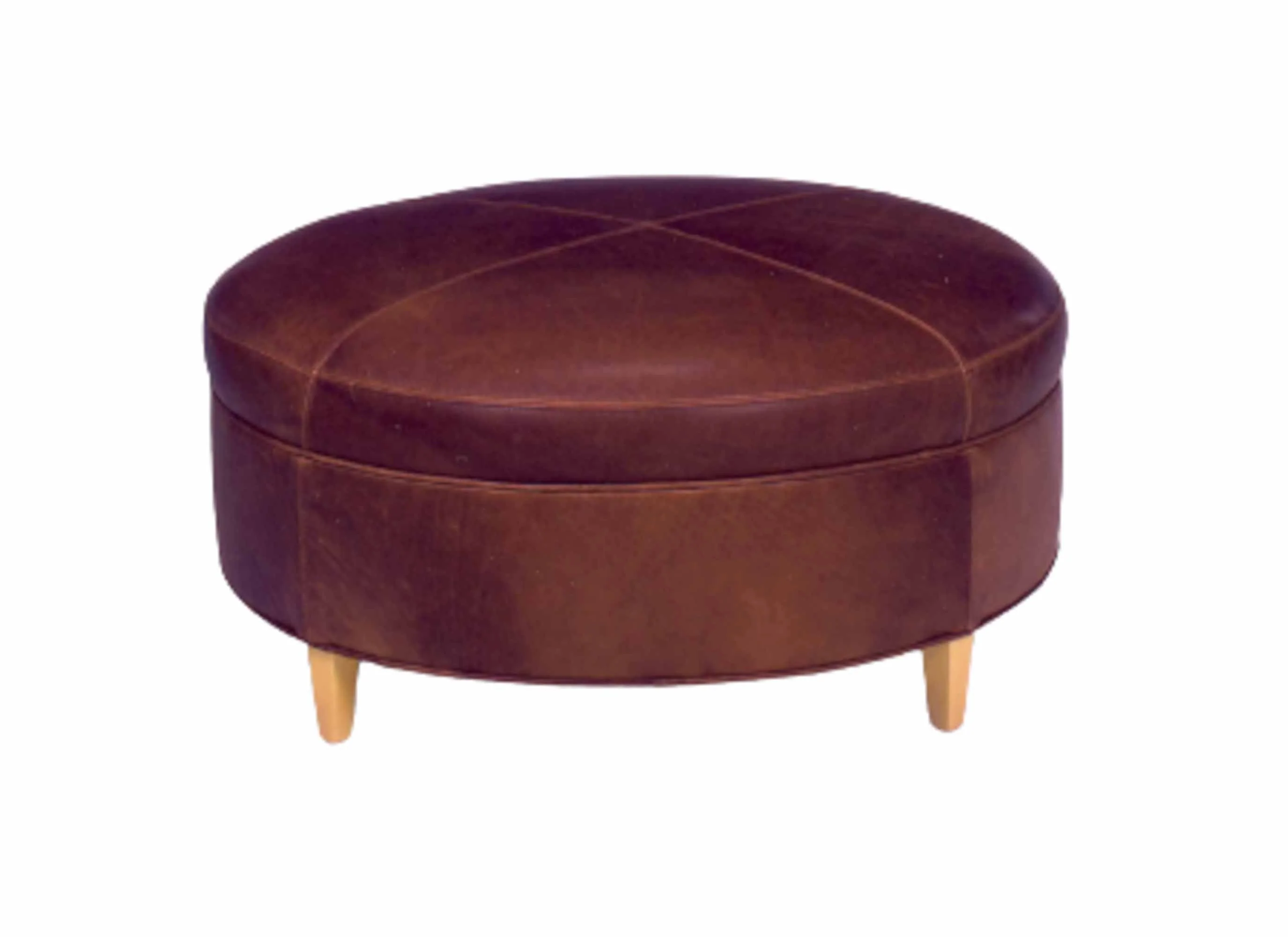Sandstone Leather Cocktail Ottoman