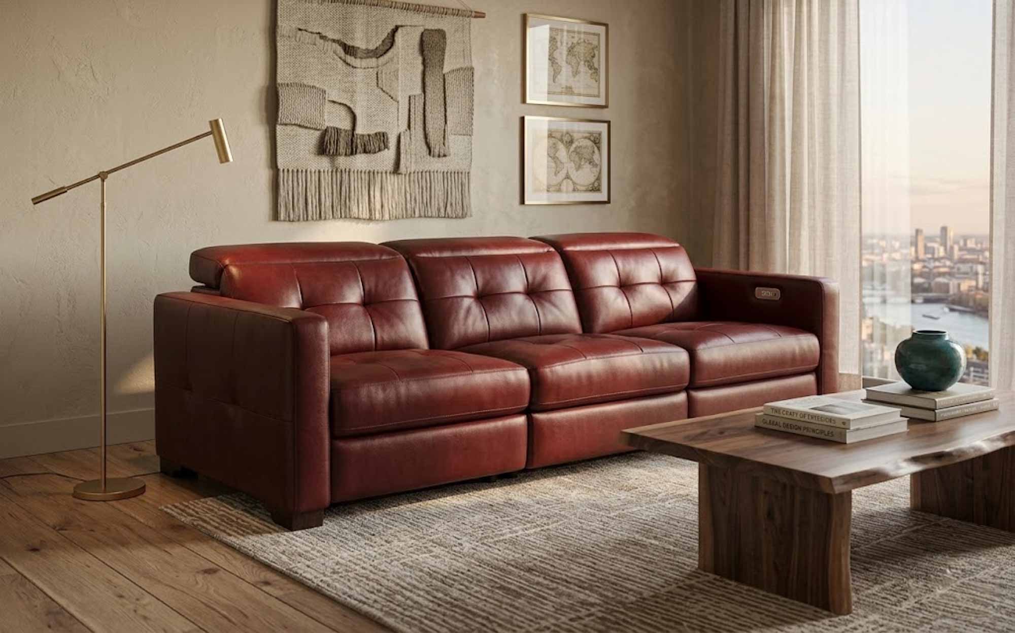 Sardinia Leather Power Reclining Loveseat with Articulating Headrest - Image 10