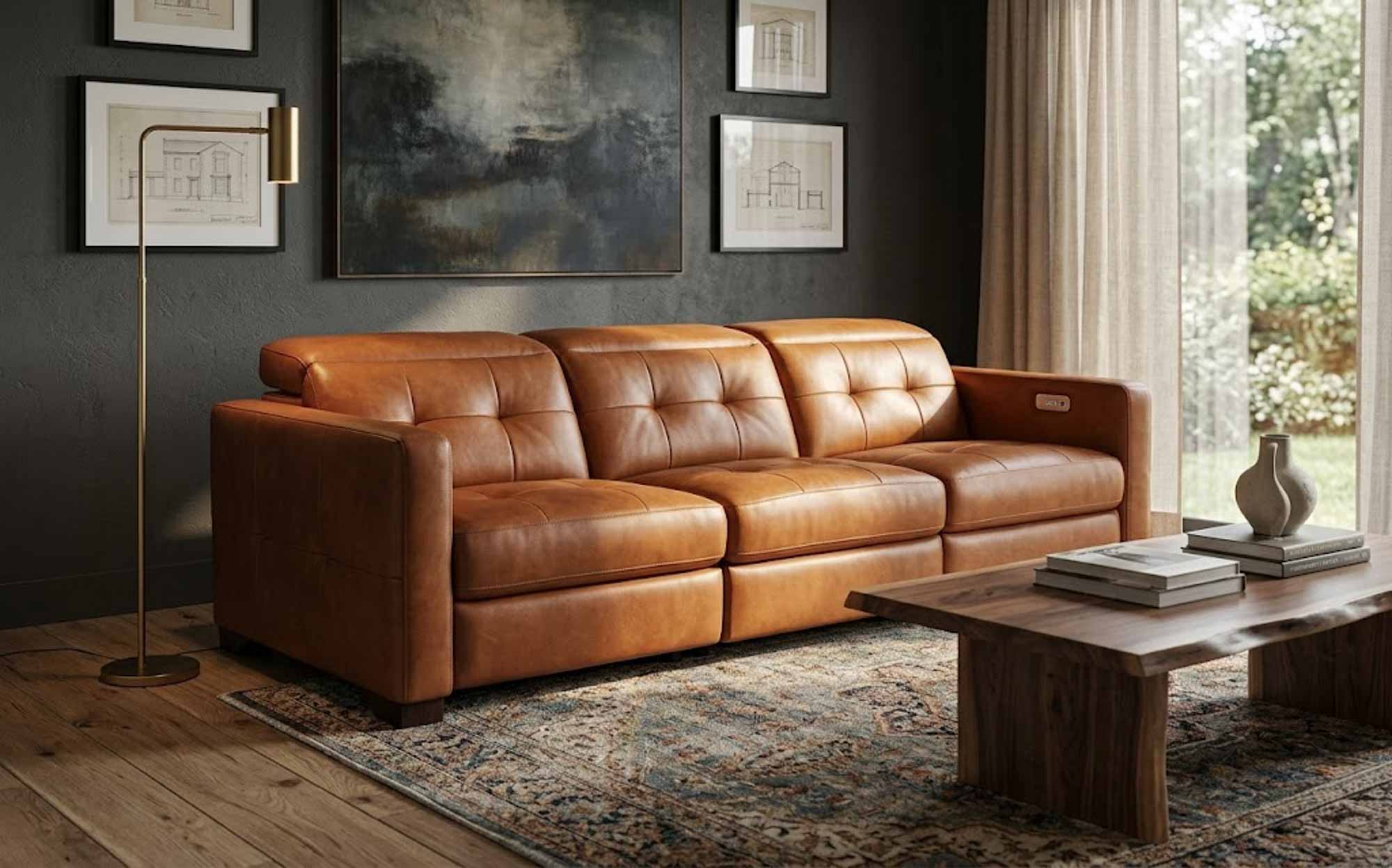 Sardinia Leather Power Reclining Loveseat with Articulating Headrest - Image 9