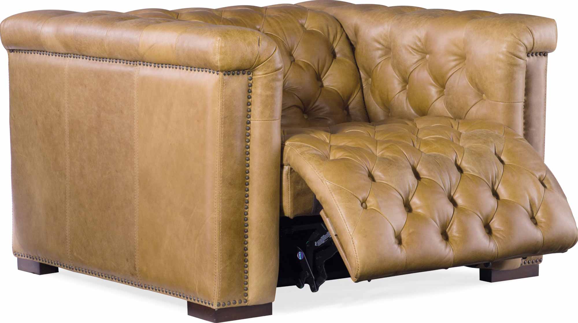 Savion Leather Power Recliner With Articulating Headrest In Saddle - Image 4