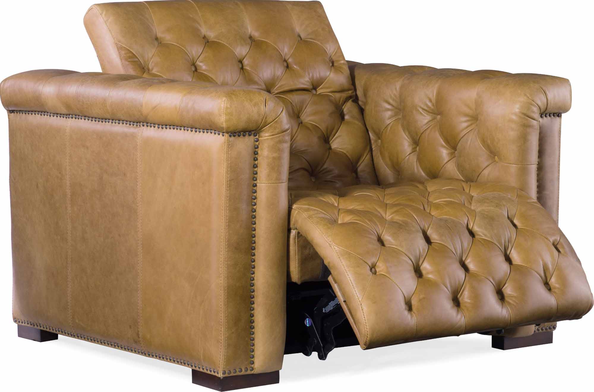 Savion Leather Power Recliner With Articulating Headrest In Saddle - Image 5