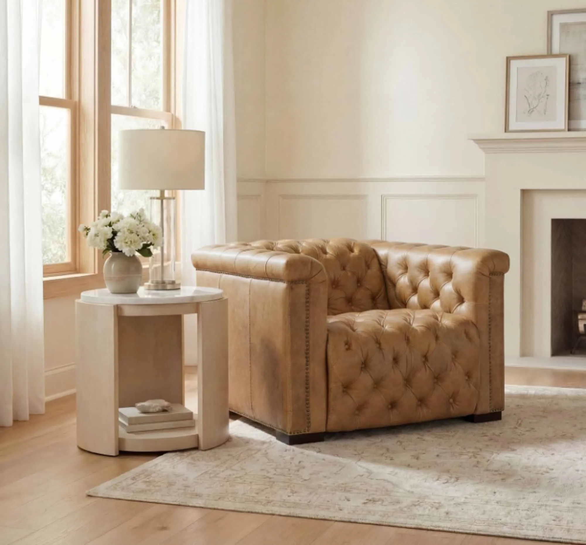 Savion Leather Power Recliner With Articulating Headrest In Saddle - Image 6