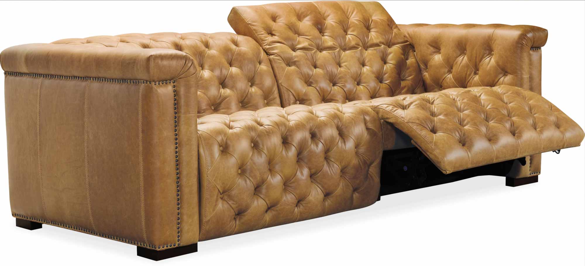 Savion Leather Power Reclining Sofa With Articulating Headrest In Saddle - Image 4