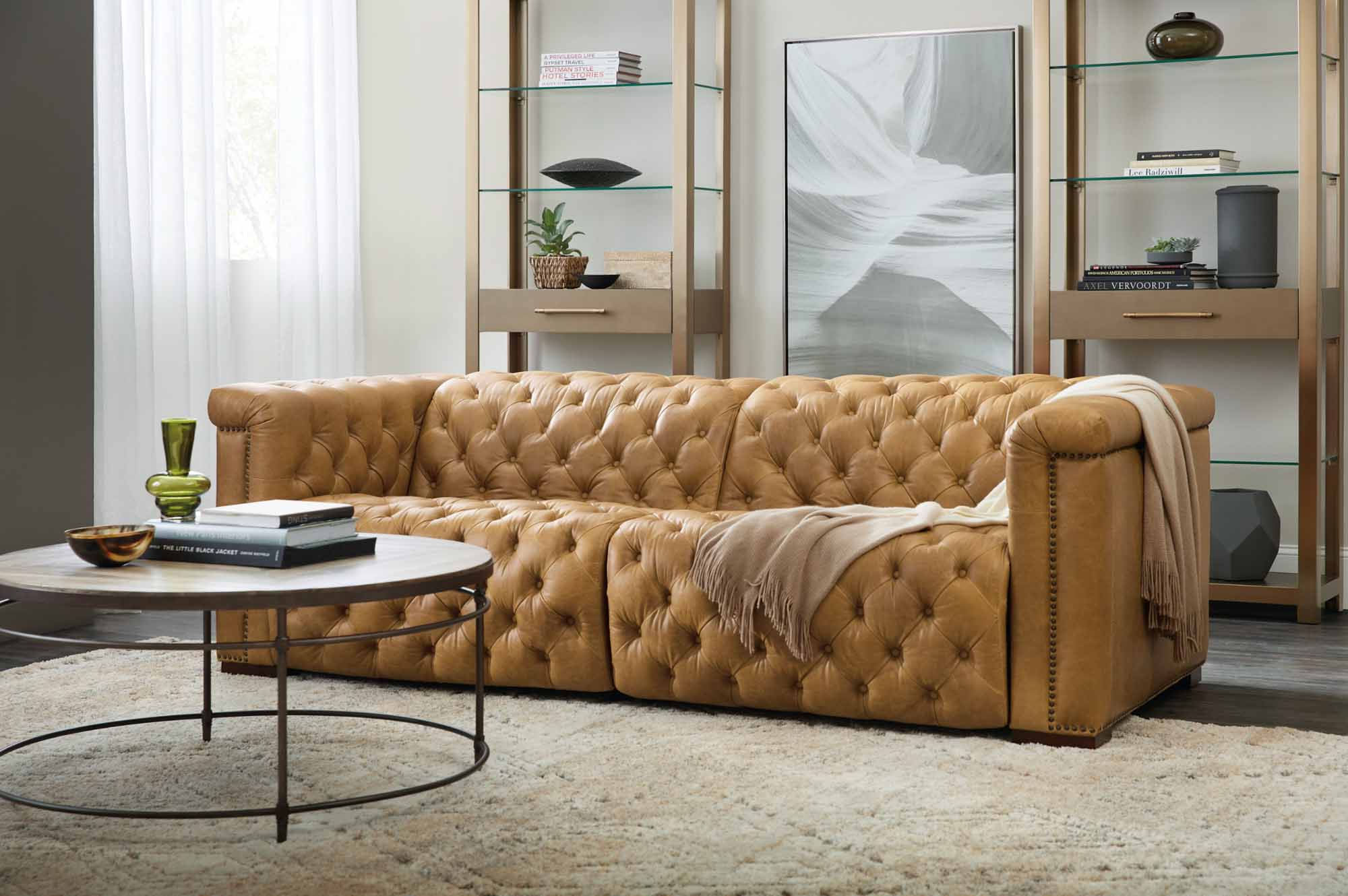 Savion Leather Power Reclining Sofa With Articulating Headrest In Saddle - Image 5