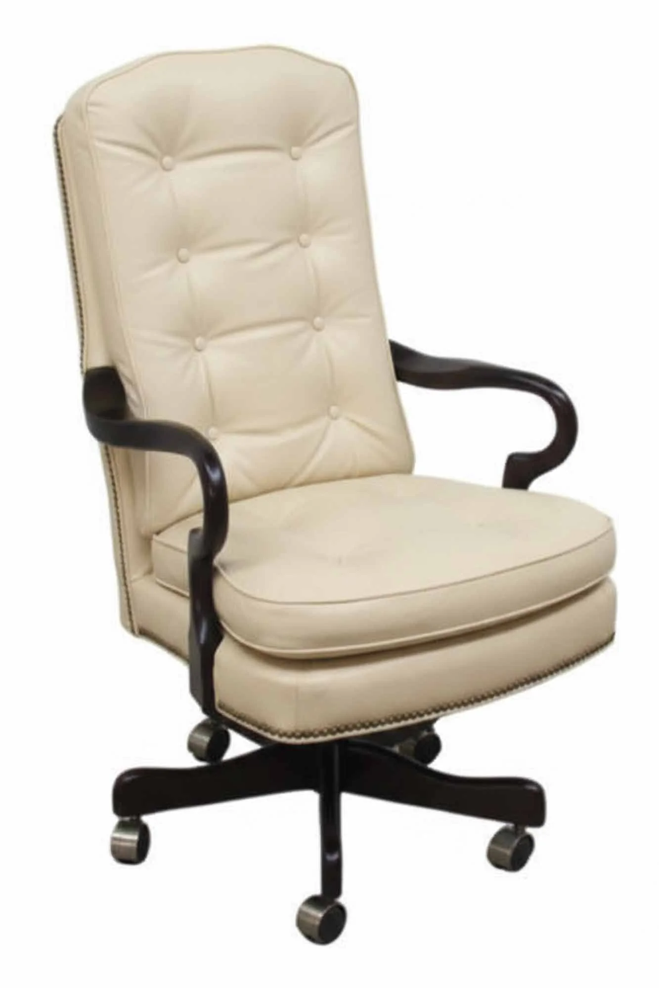 Semi-Attached Leather Gooseneck Swivel Tilt Chair