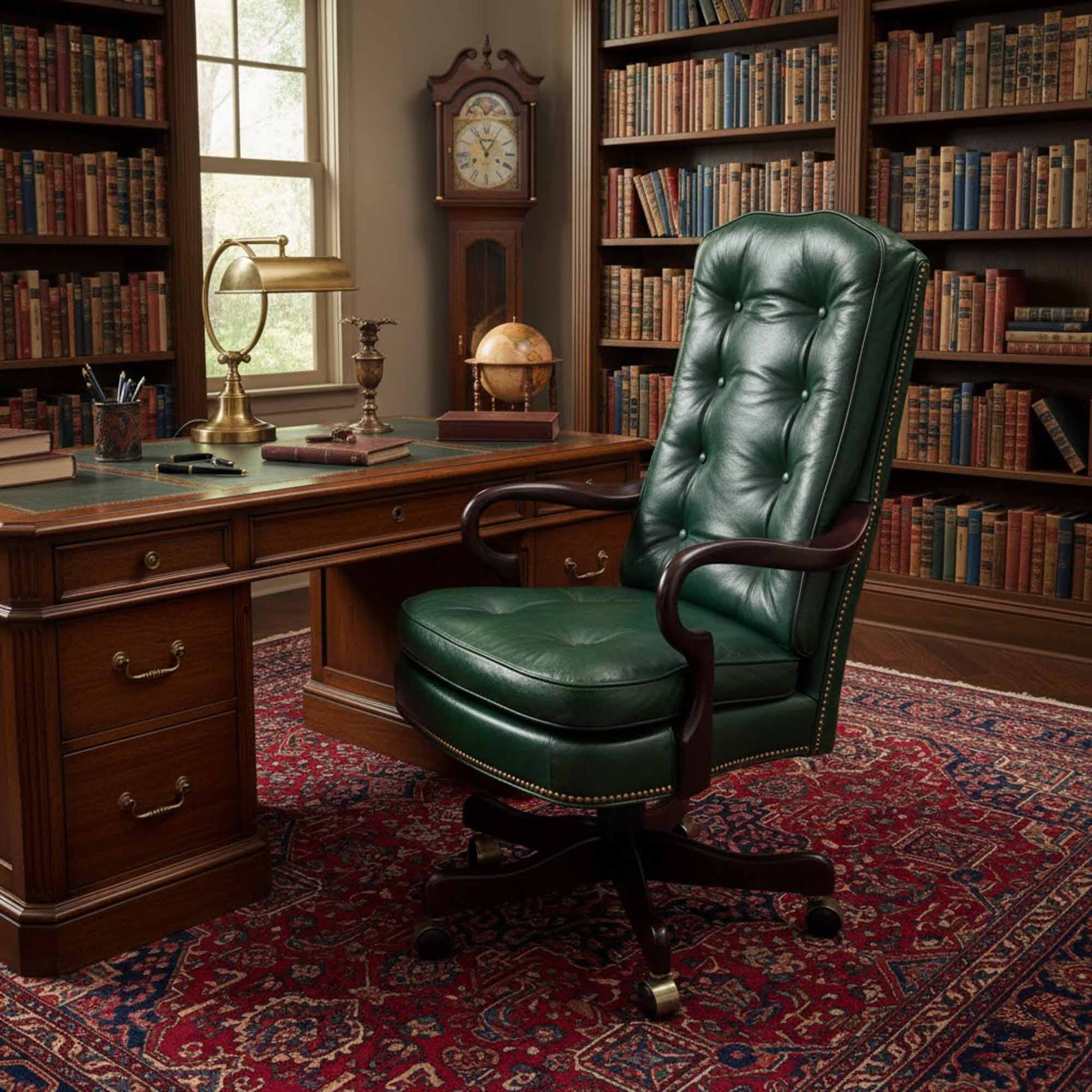 Semi-Attached Leather Gooseneck Swivel Tilt Chair - Image 4