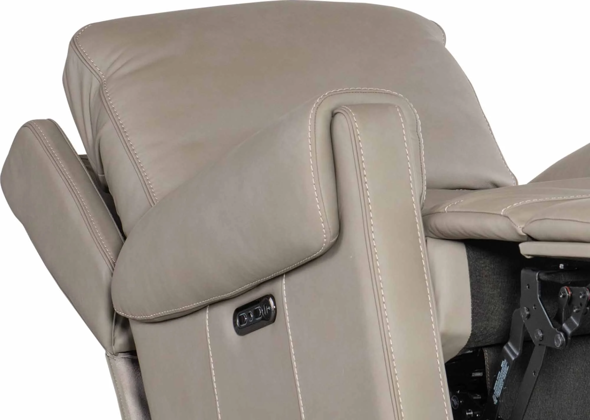 Somers Leather Power Recliner With Articulating Headrest In Grey - Image 3