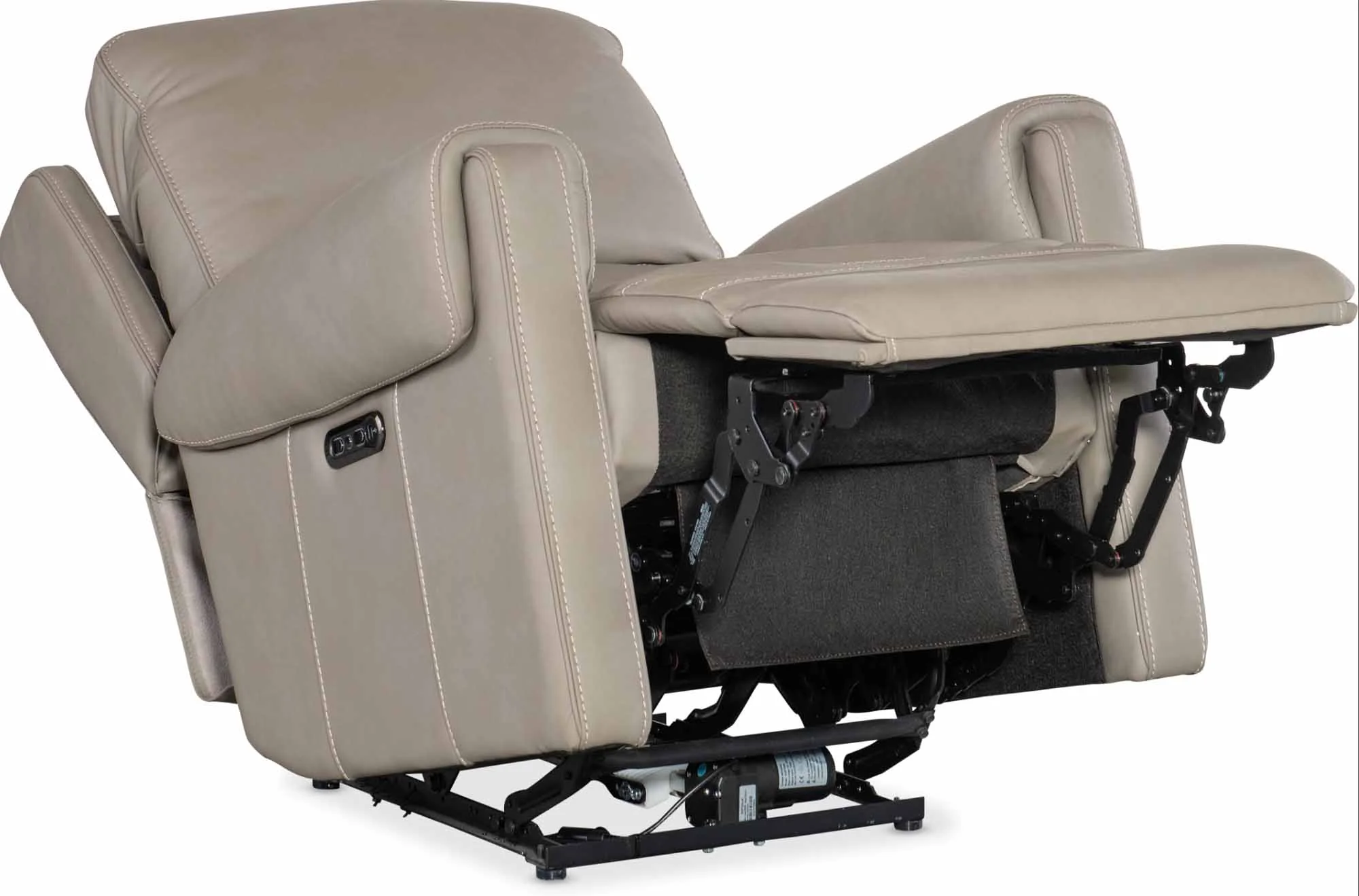 Somers Leather Power Recliner With Articulating Headrest In Grey - Image 4