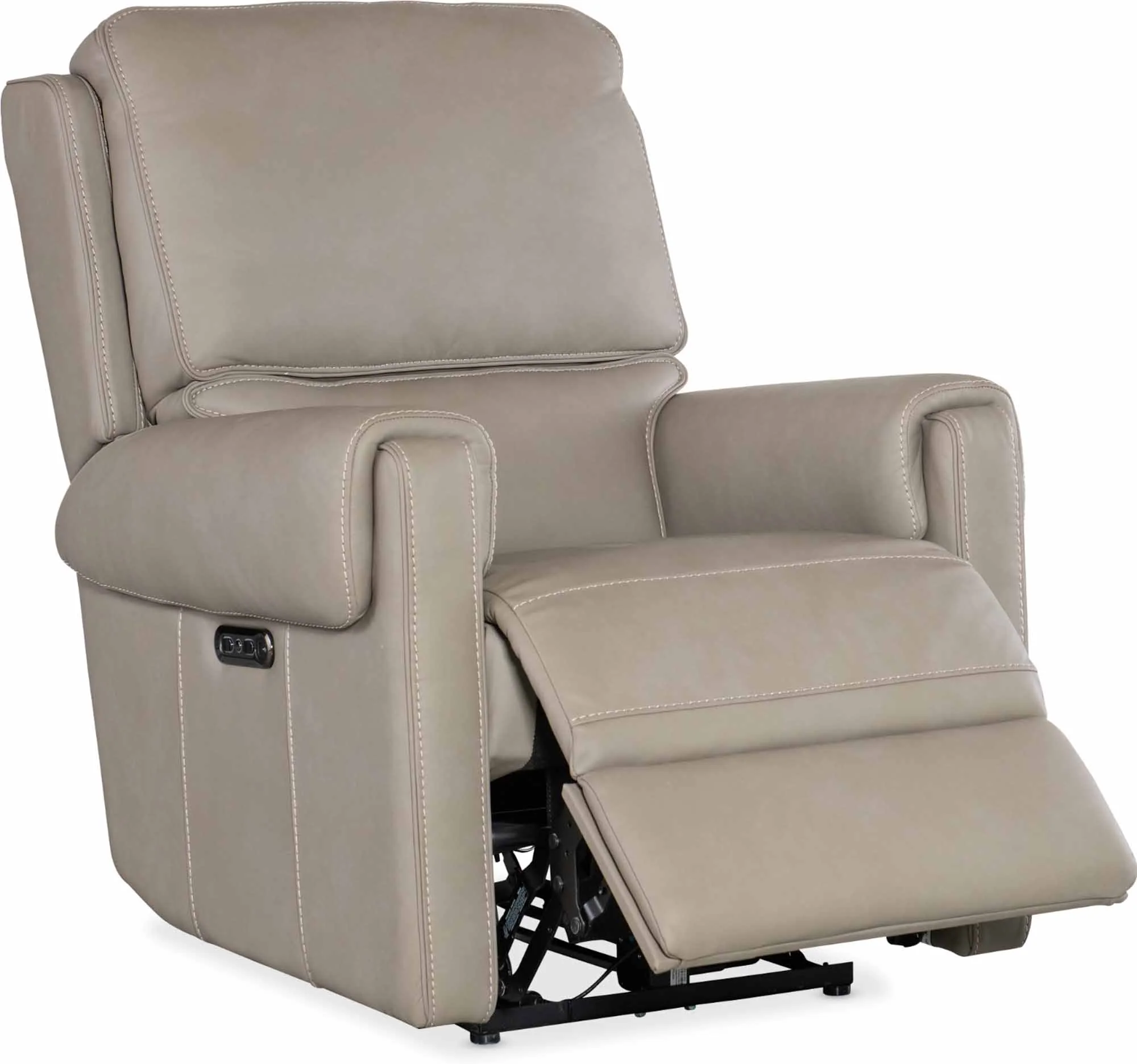 Somers Leather Power Recliner With Articulating Headrest In Grey - Image 5