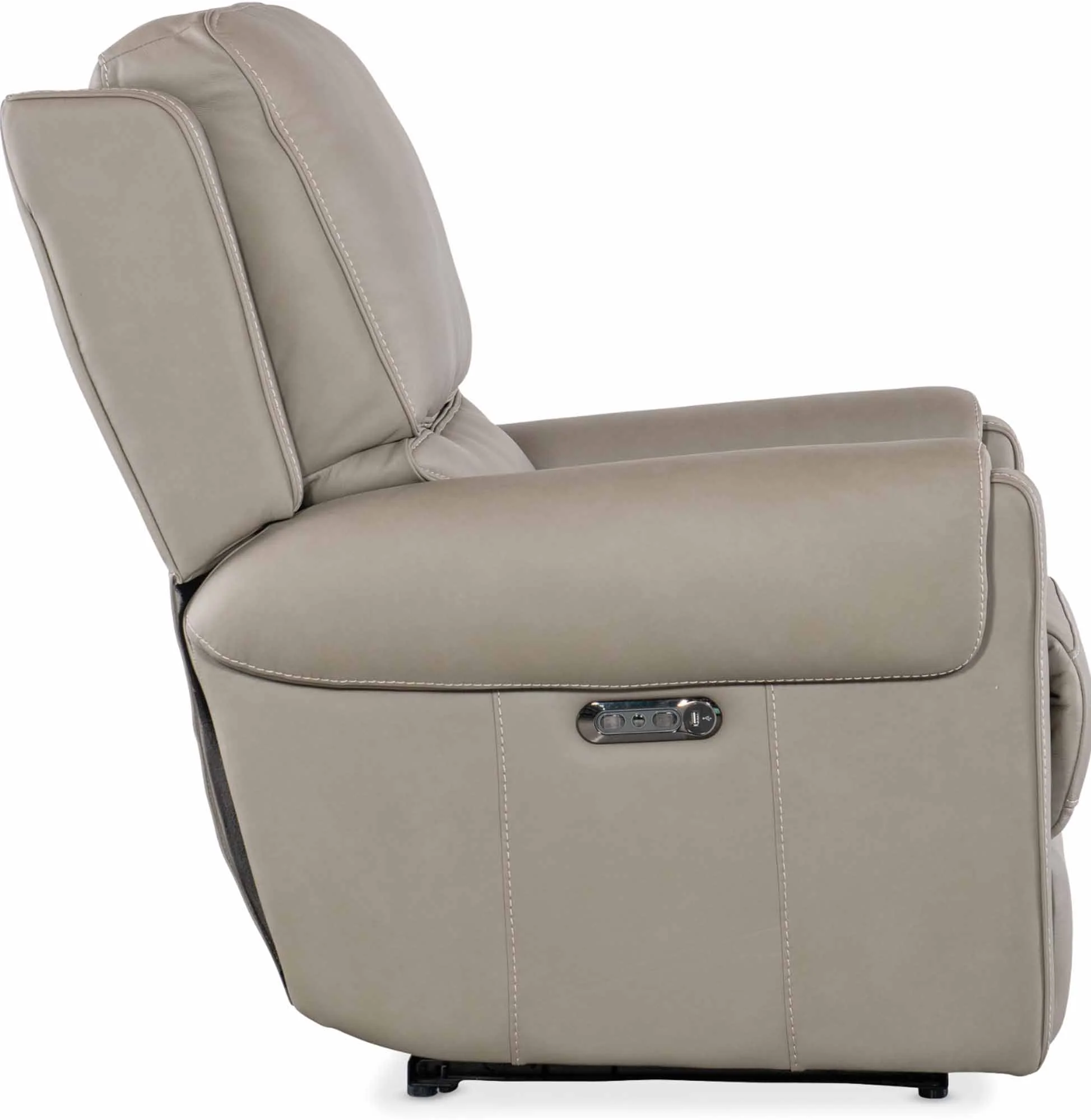Somers Leather Power Recliner With Articulating Headrest In Grey - Image 6