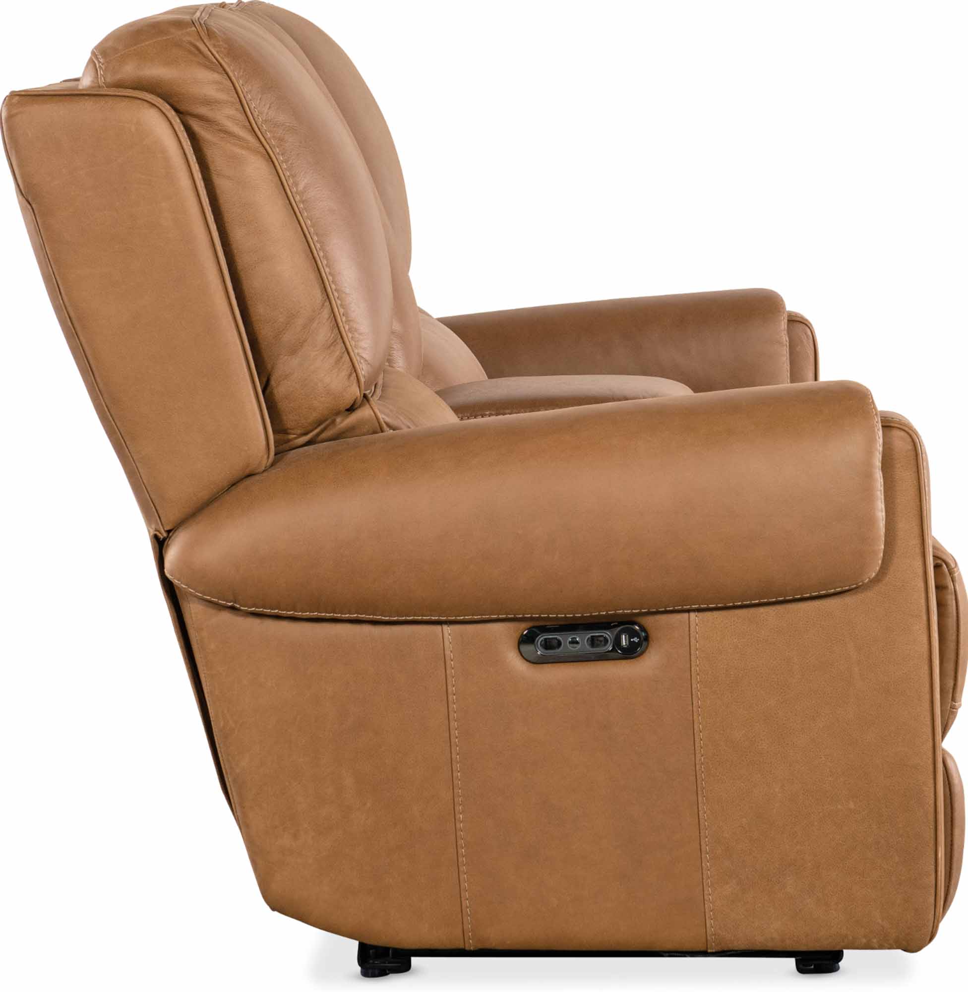 Somers Leather Power Reclining Console Loveseat With Articulating Headrest In Brown - Image 3