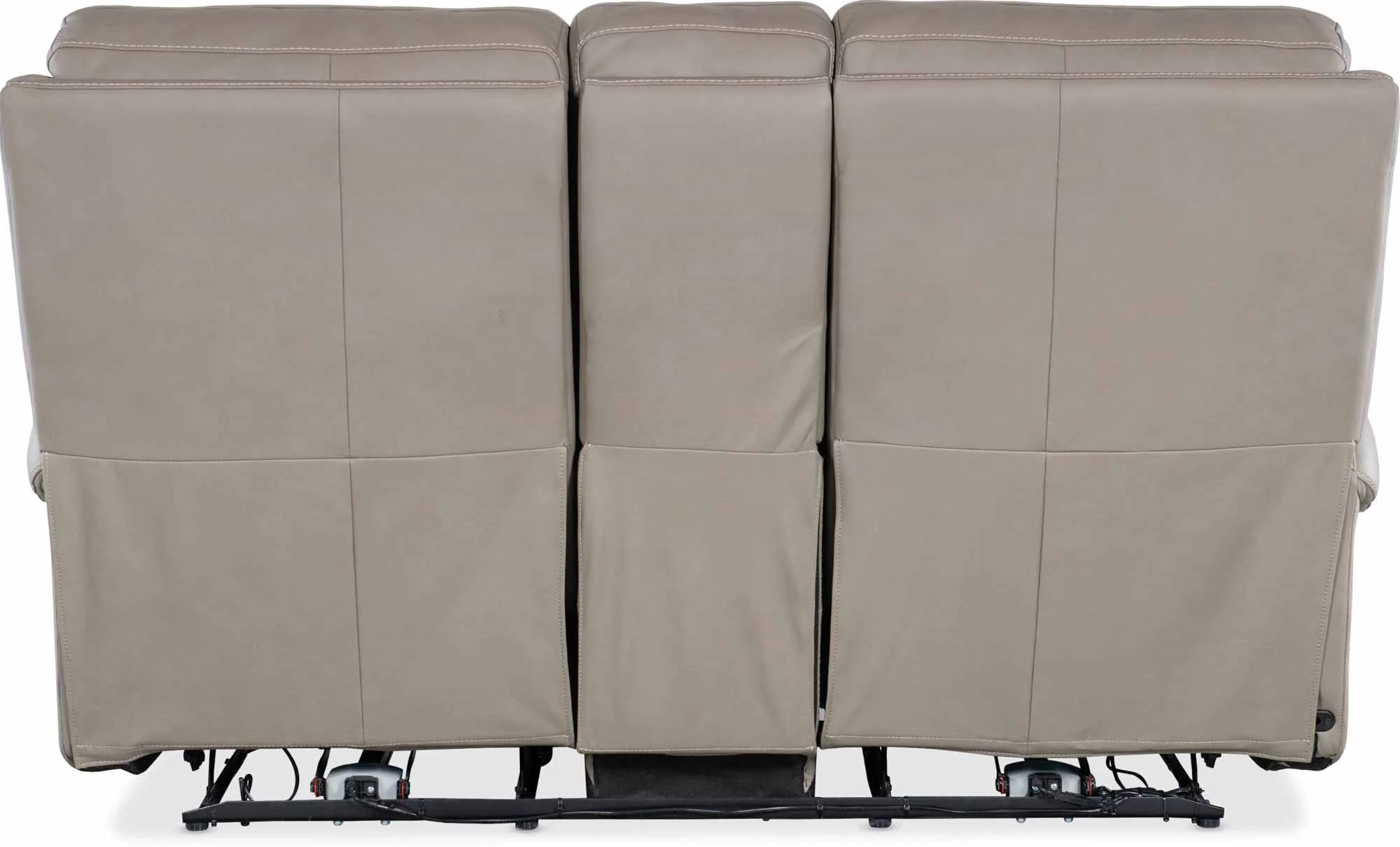Somers Leather Power Reclining Console Loveseat With Articulating Headrest In Grey - Image 3