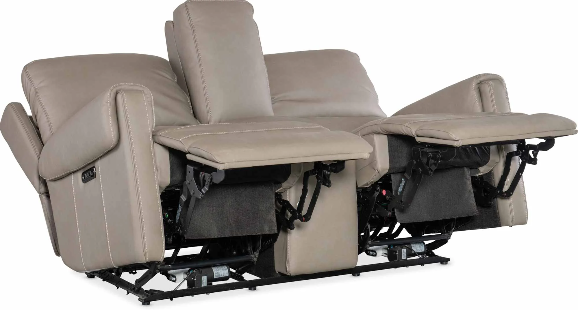 Somers Leather Power Reclining Console Loveseat With Articulating Headrest In Grey - Image 5