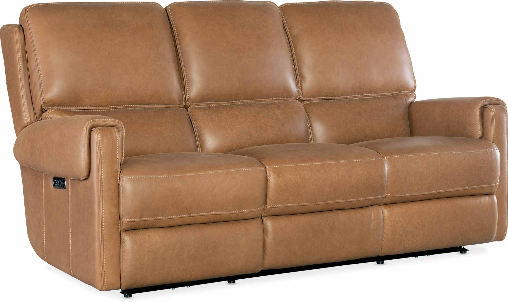 Somers Leather Power Reclining Sofa With Articulating Headrest In Brown