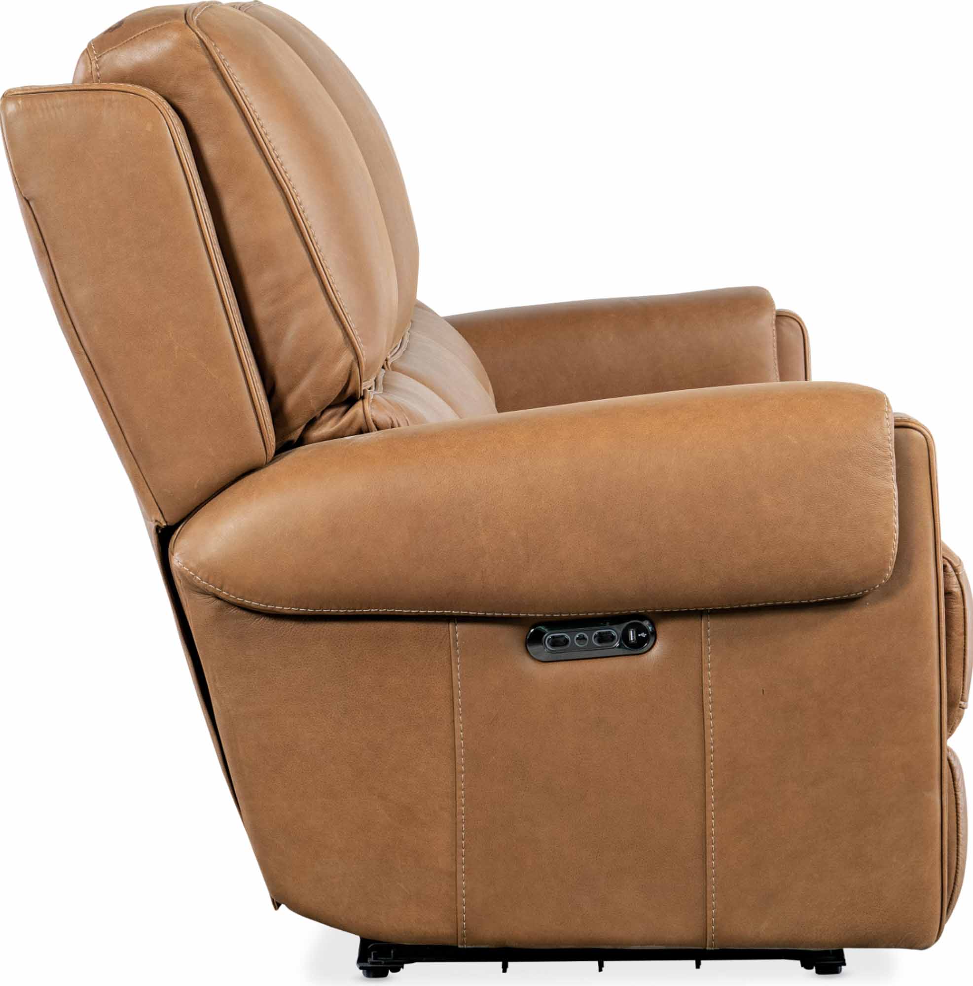 Somers Leather Power Reclining Sofa With Articulating Headrest In Brown - Image 3