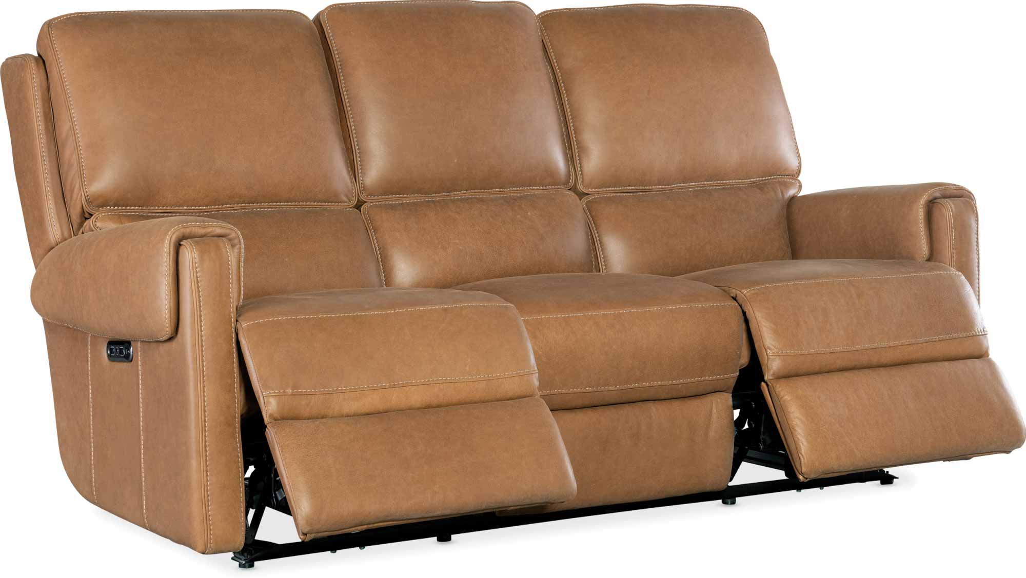 Somers Leather Power Reclining Sofa With Articulating Headrest In Brown - Image 5