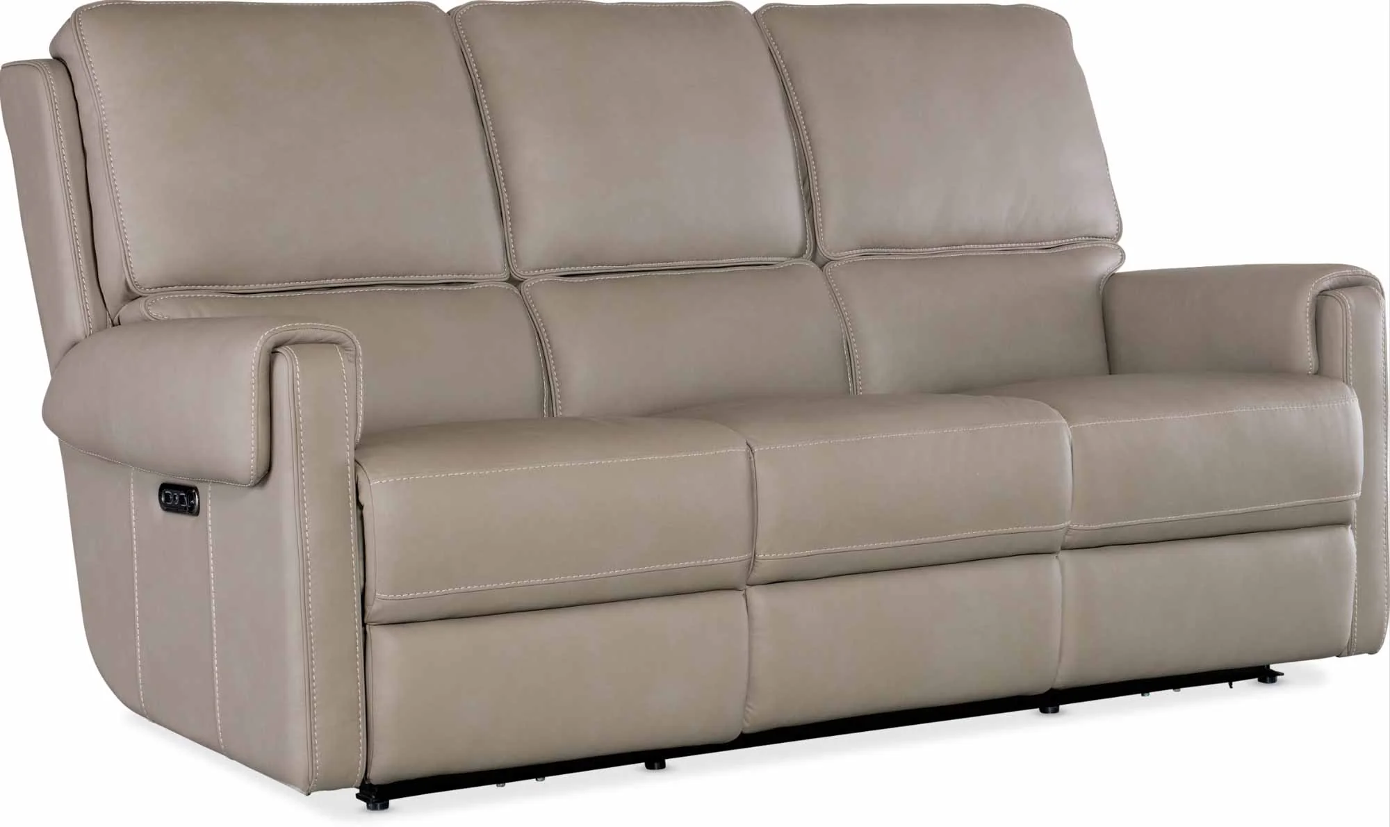 Somers Leather Power Reclining Sofa With Articulating Headrest In Grey