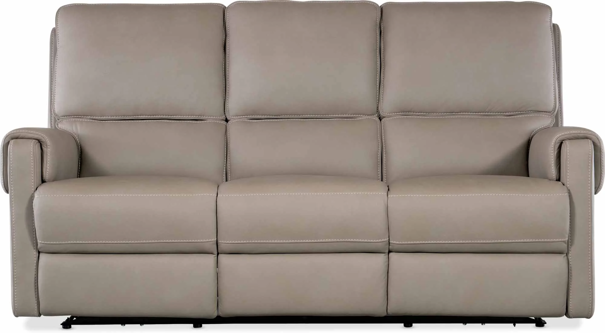 Somers Leather Power Reclining Sofa With Articulating Headrest In Grey - Image 2