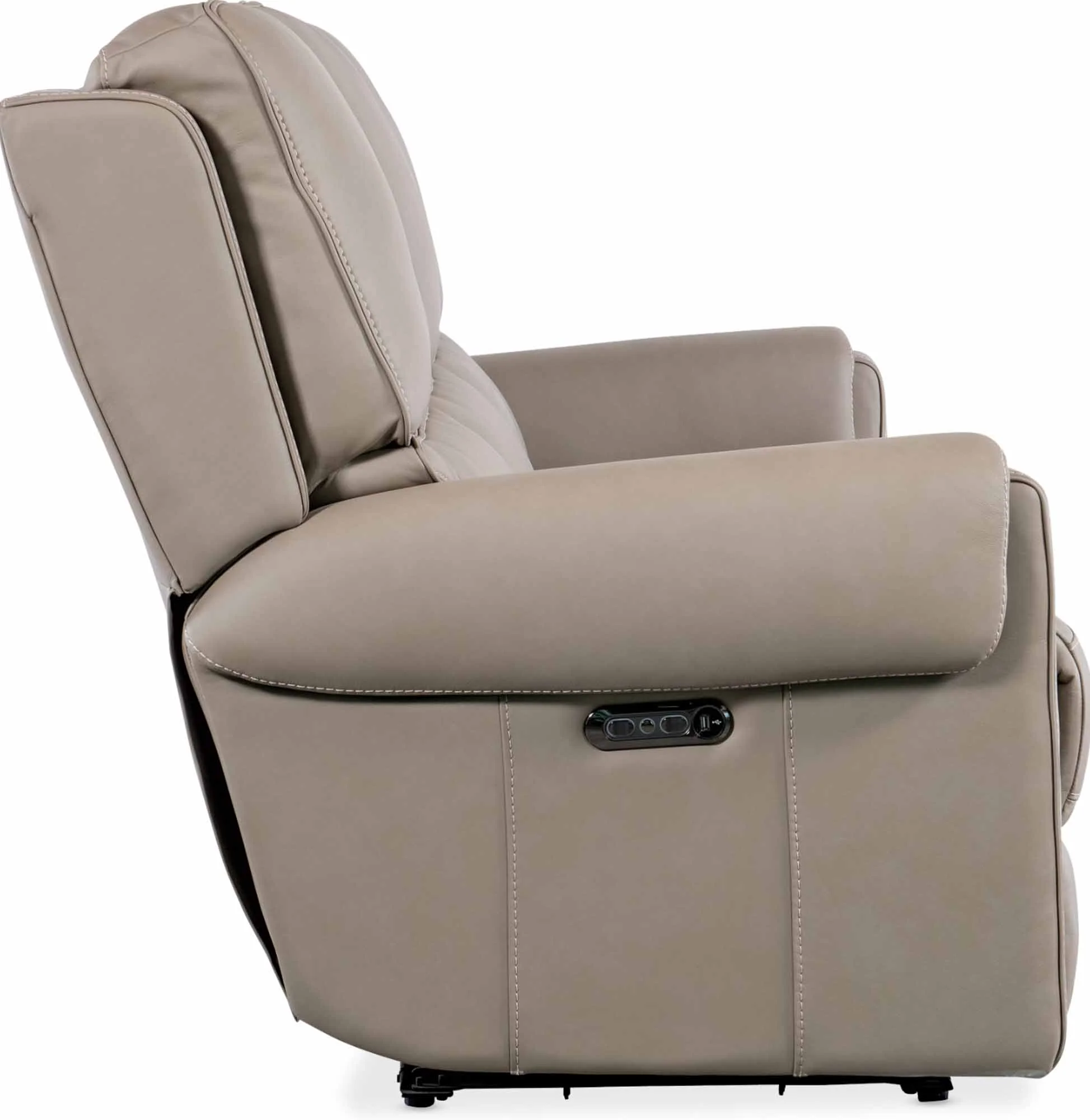 Somers Leather Power Reclining Sofa With Articulating Headrest In Grey - Image 3