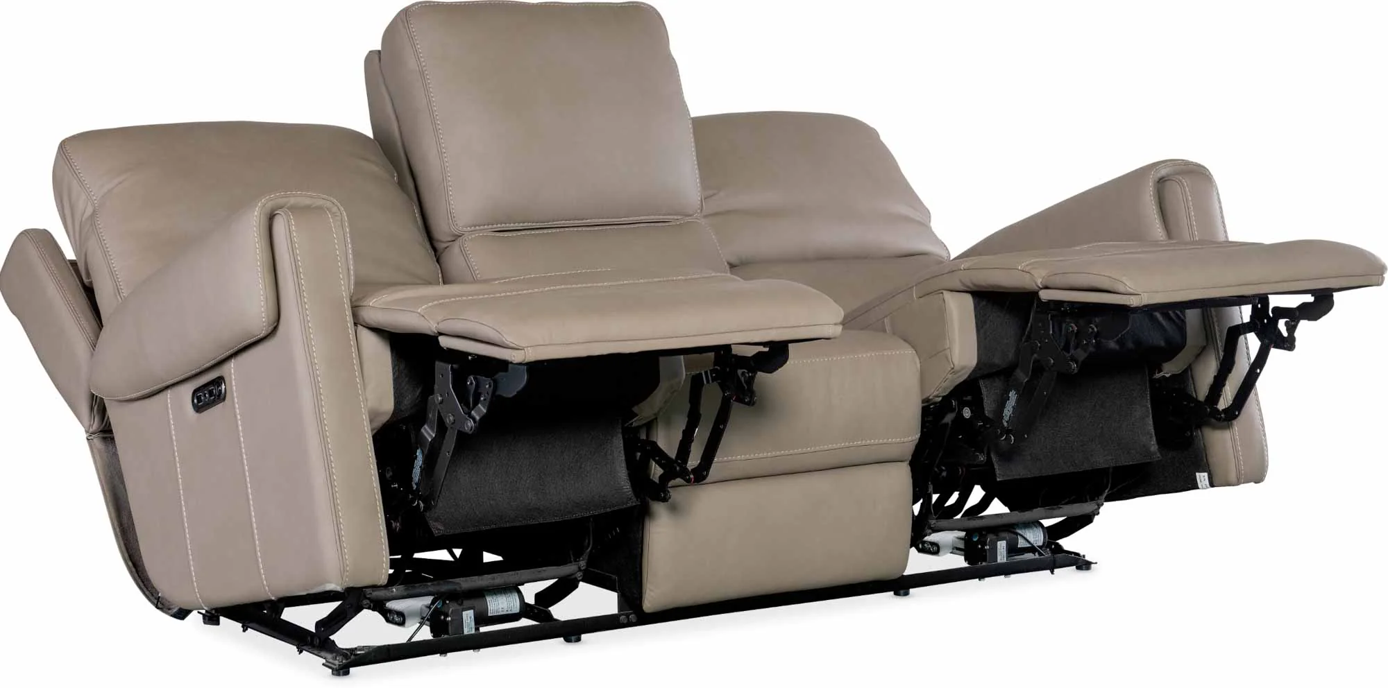 Somers Leather Power Reclining Sofa With Articulating Headrest In Grey - Image 6