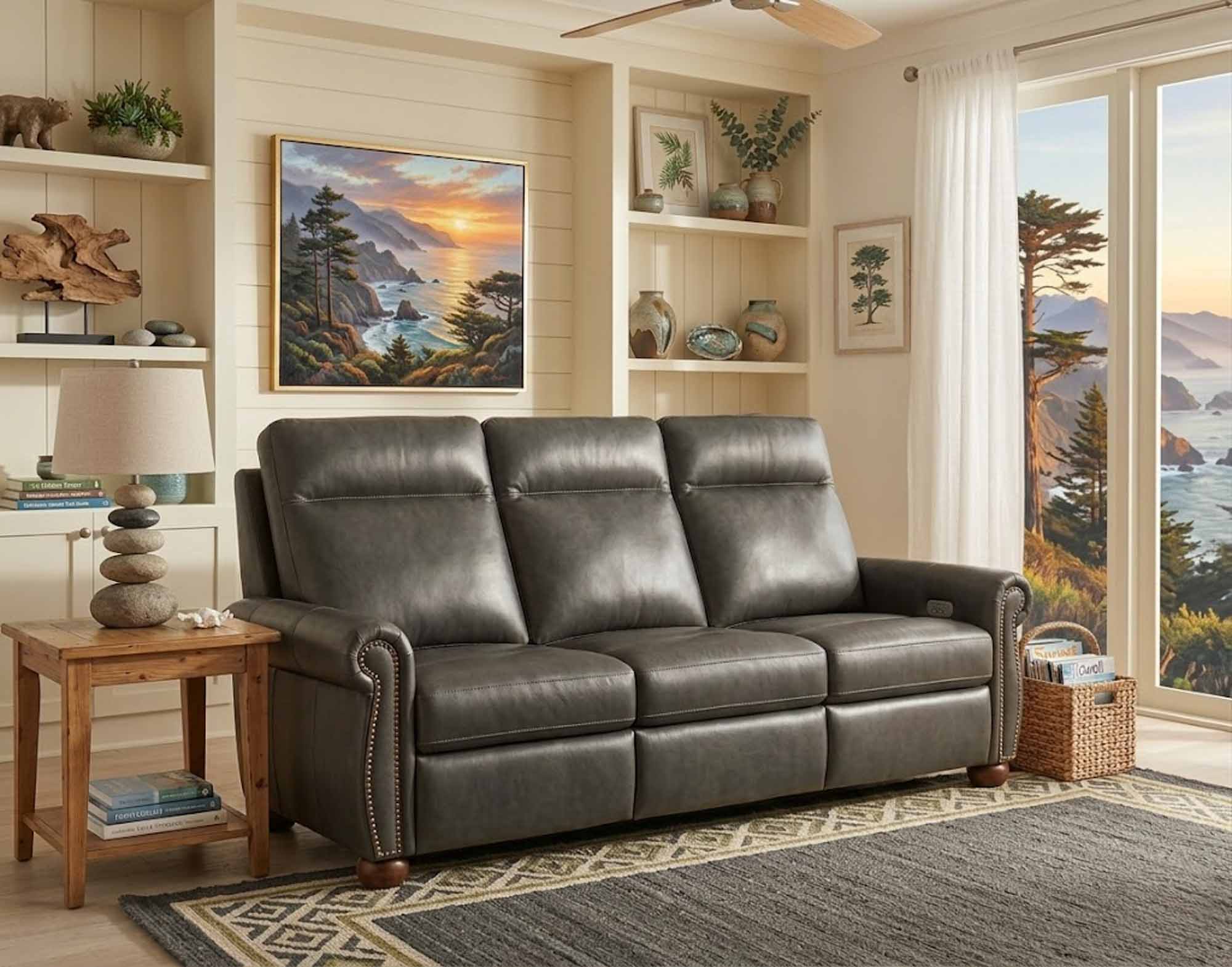 Stanton Leather Power Reclining Loveseat With Articulating Headrest - Image 2