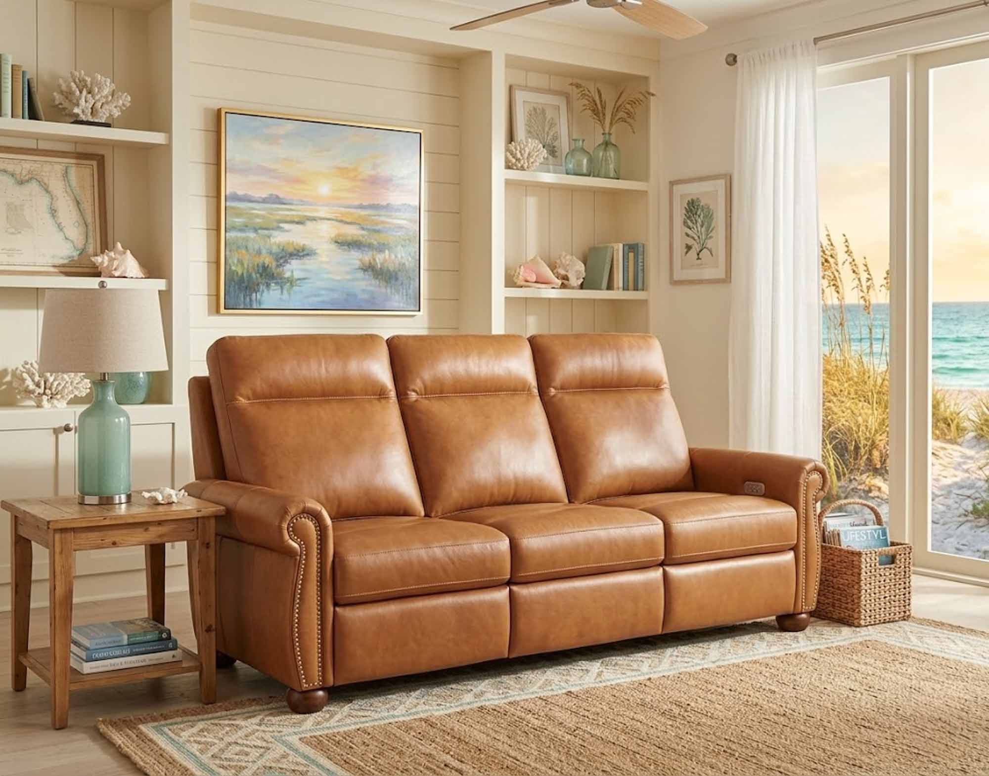 Stanton Leather Power Reclining Loveseat With Articulating Headrest - Image 3