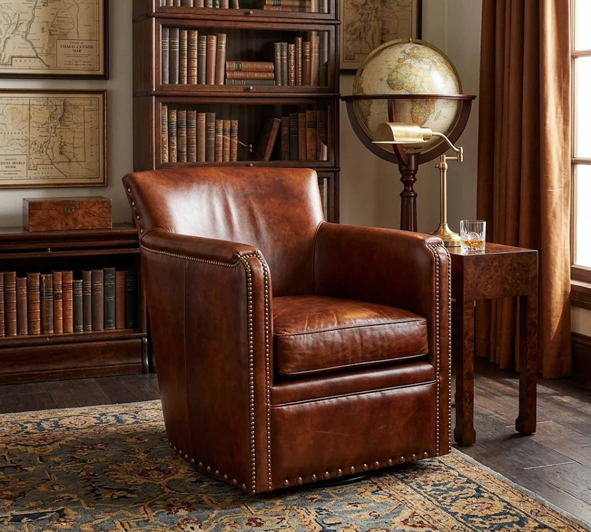 Tavern Leather Swivel Chair - Image 3
