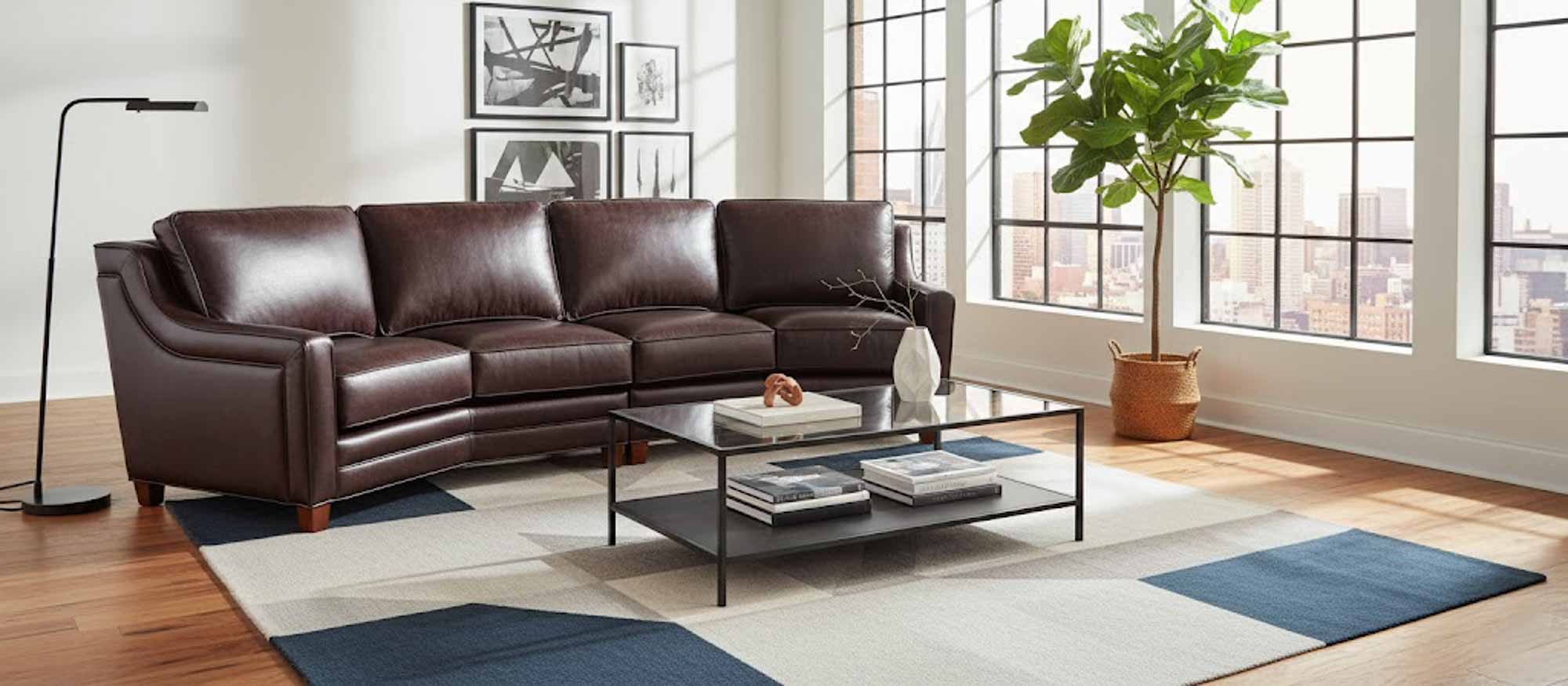 Times Square Leather Four Cushion Conversation Sofa - Image 2