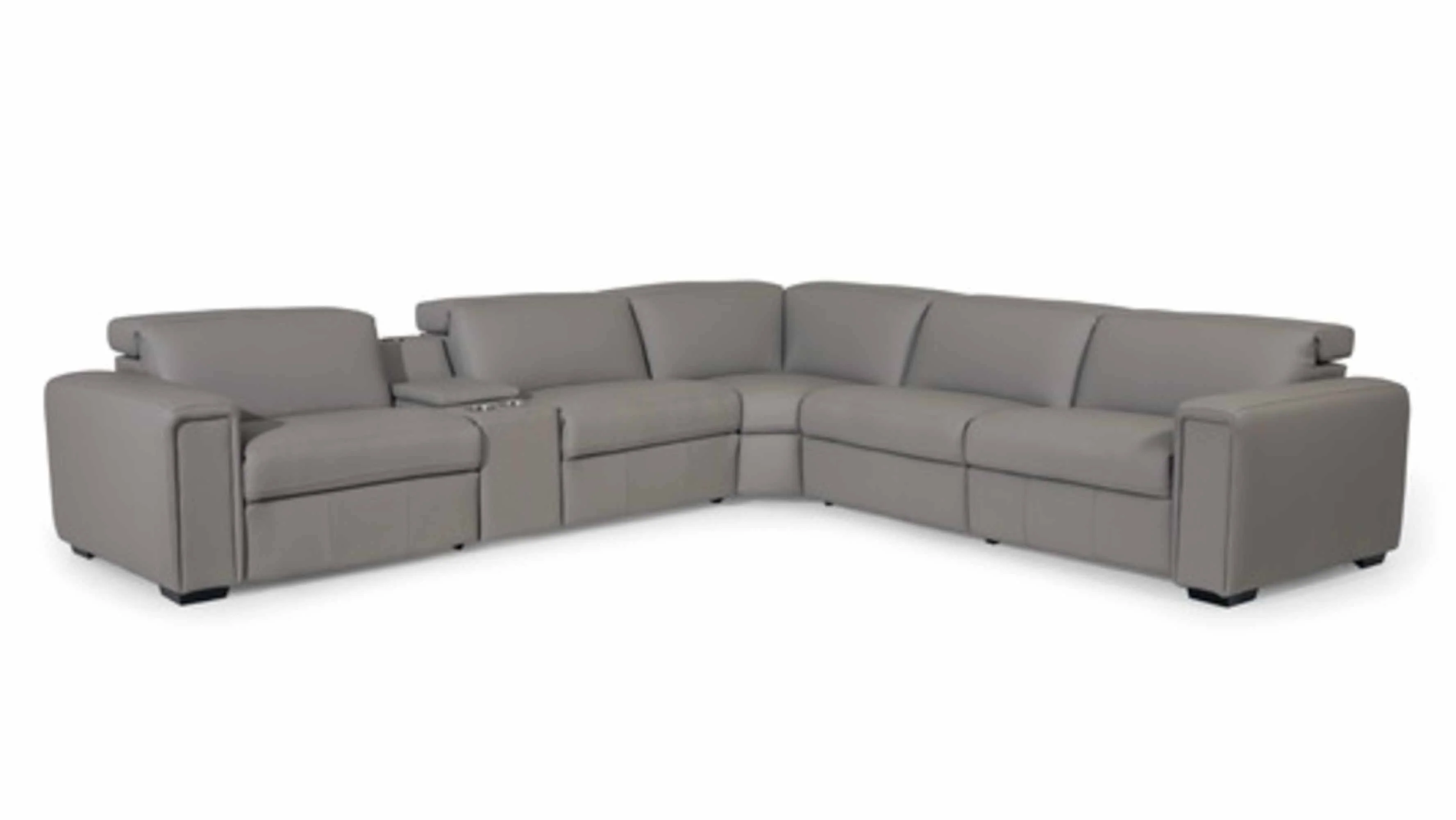 Titan Leather Power Reclining Sectional With Articulating Headrest