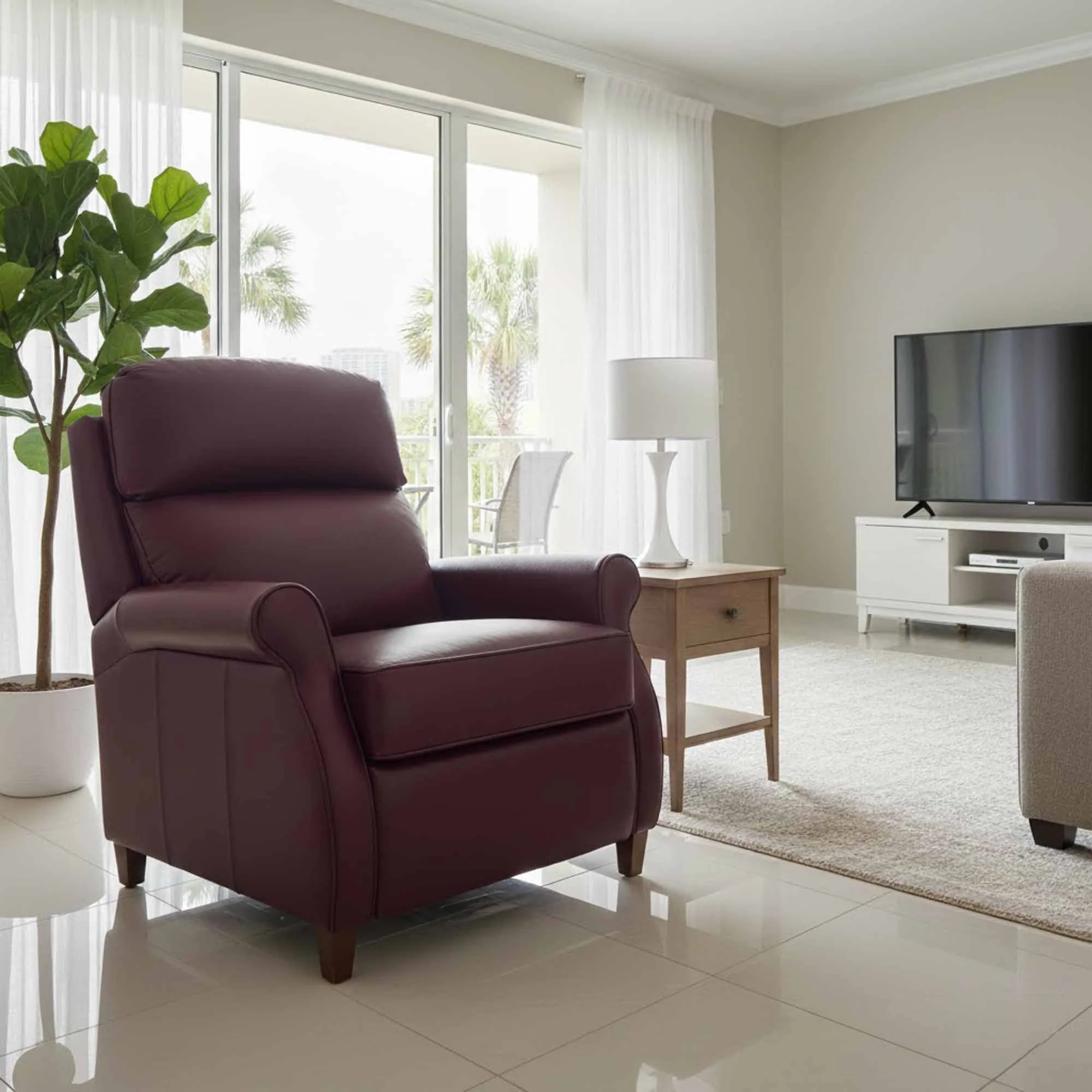 Tucker Leather Recliner With Pop-Up Headrest - Image 5