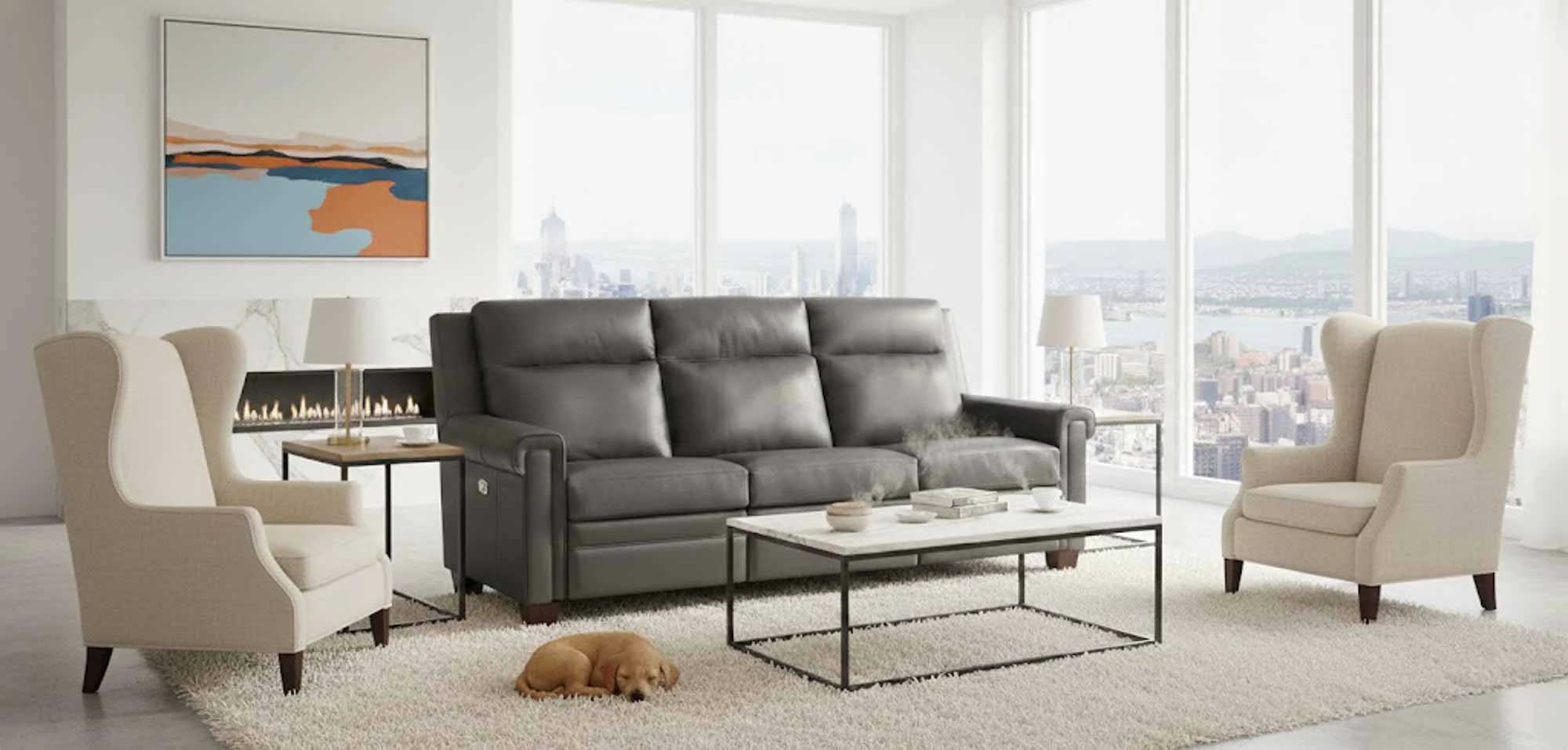 Whitley Leather Power Reclining Loveseat With Articulating Headrest - Image 7