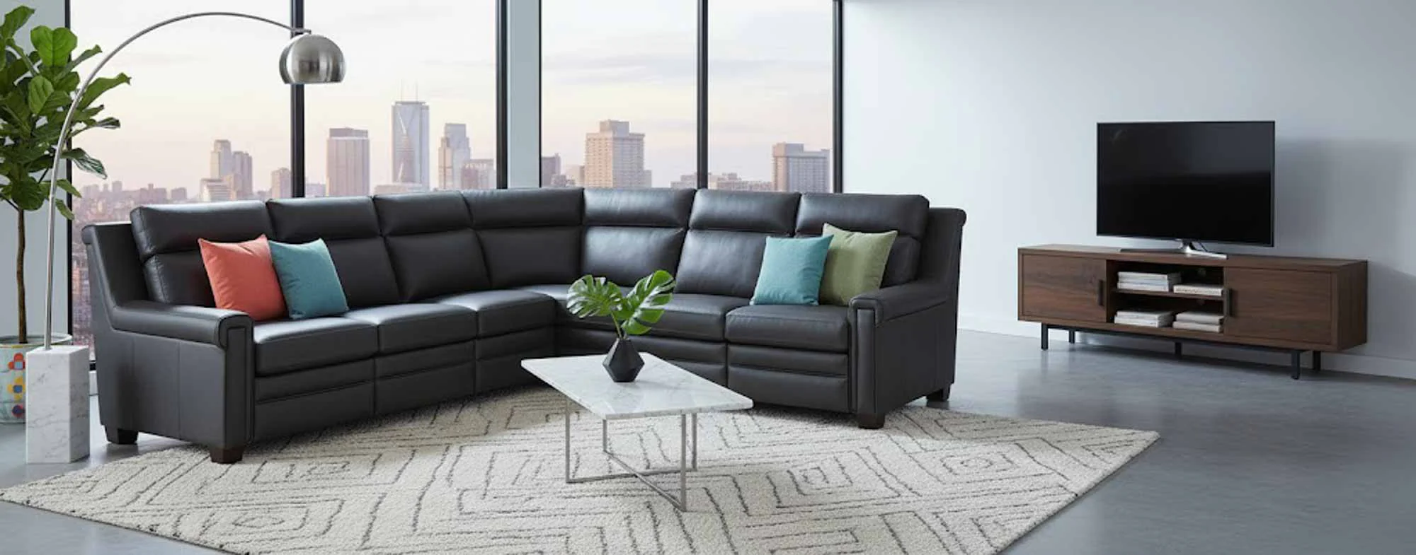 Whitley Leather Power Reclining Sectional With Articulating Headrest - Image 7