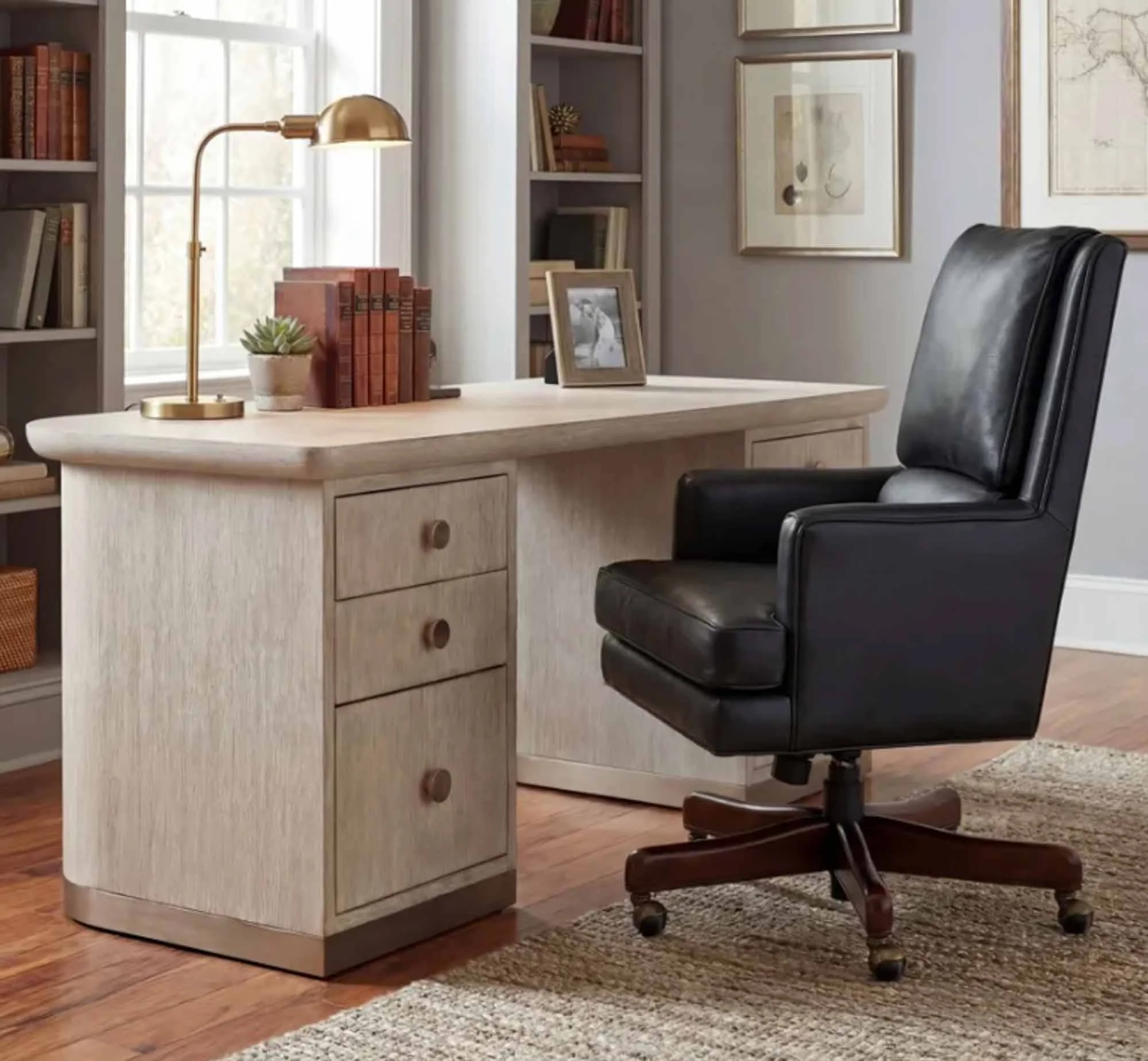 Wright Leather Swivel Tilt Executive Chair In Black - Image 2